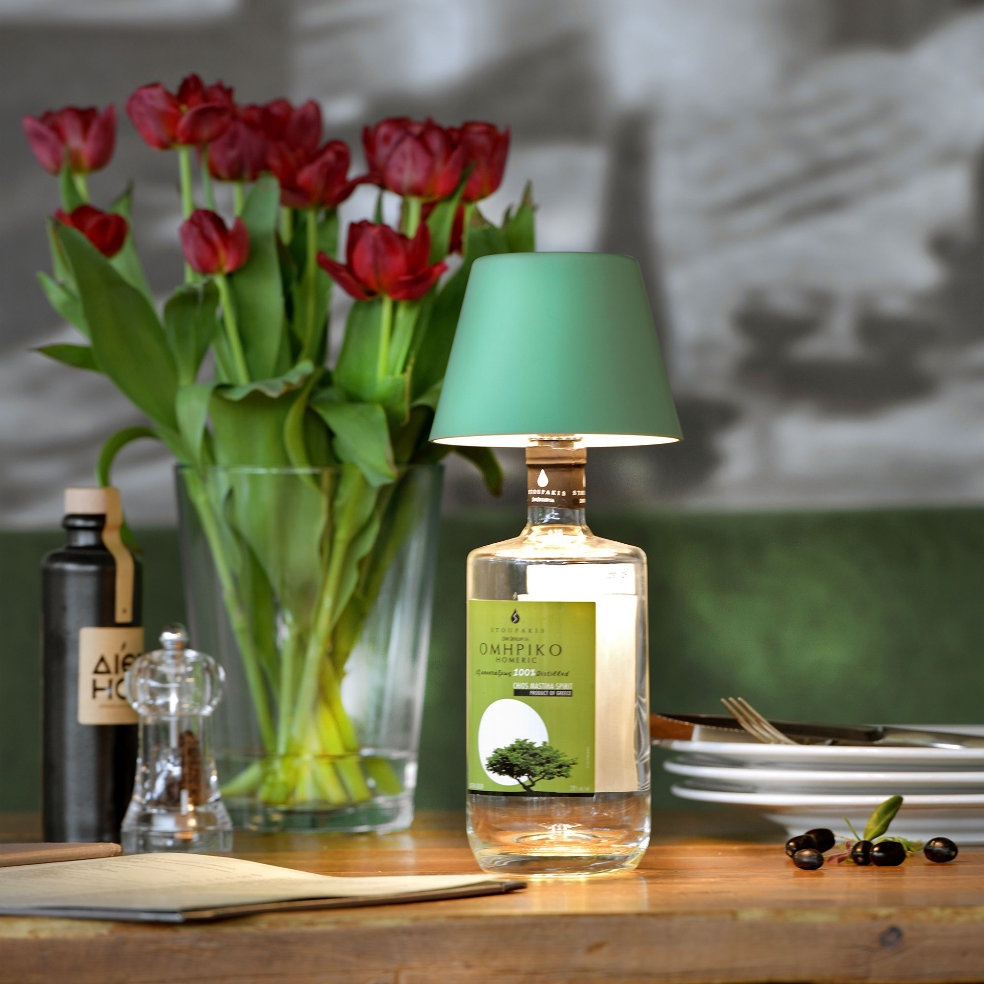 LED Bottle Light Dimmable Olive Green