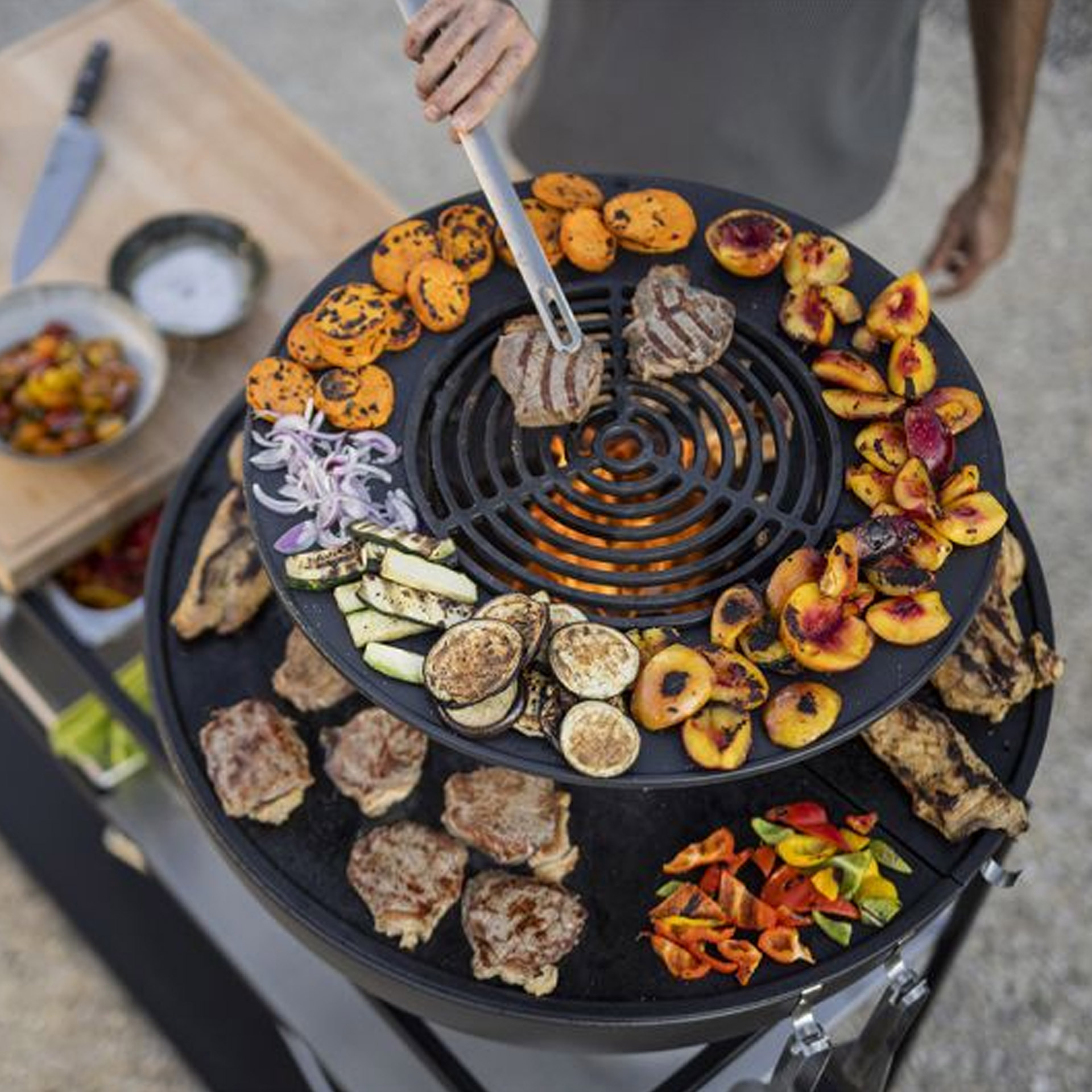 Sear Grate 70, Grillplatte, Grillgemüse, Koteletts, Pfannen-/Grilldüse, Kohlegrill