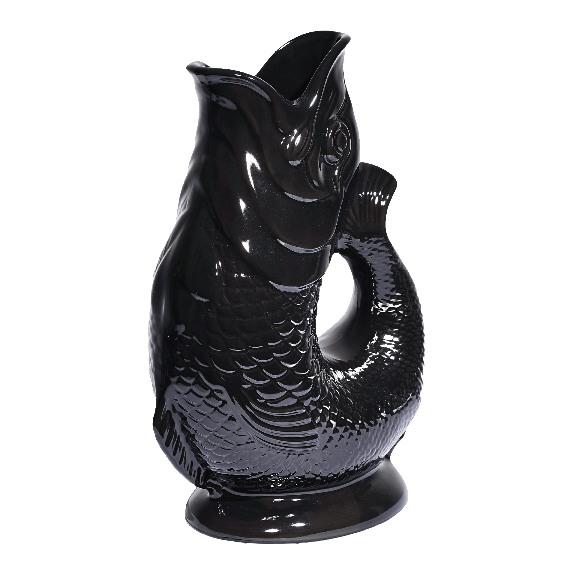 Gluckigluck, Glossy Collection, Jug black XL 1.20 l, Fischform, Schwarz, Skulptur, Glänzend, Dekoration