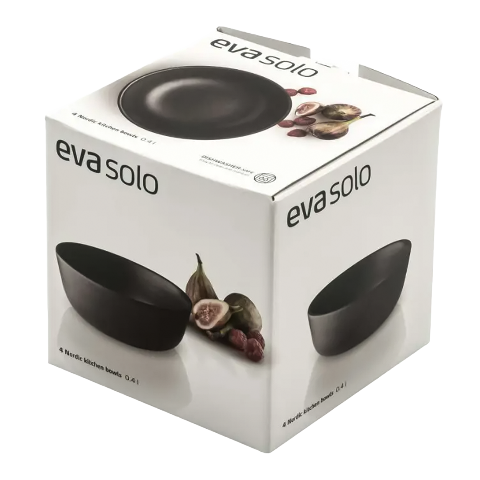 Eva Trio, Nordic Kitchen, Bowl black 0.40 l Set of 4, Küchen-Schalen, schwarze Schalen, Nordisches Design, Porzellan?, 4-teiliges Set