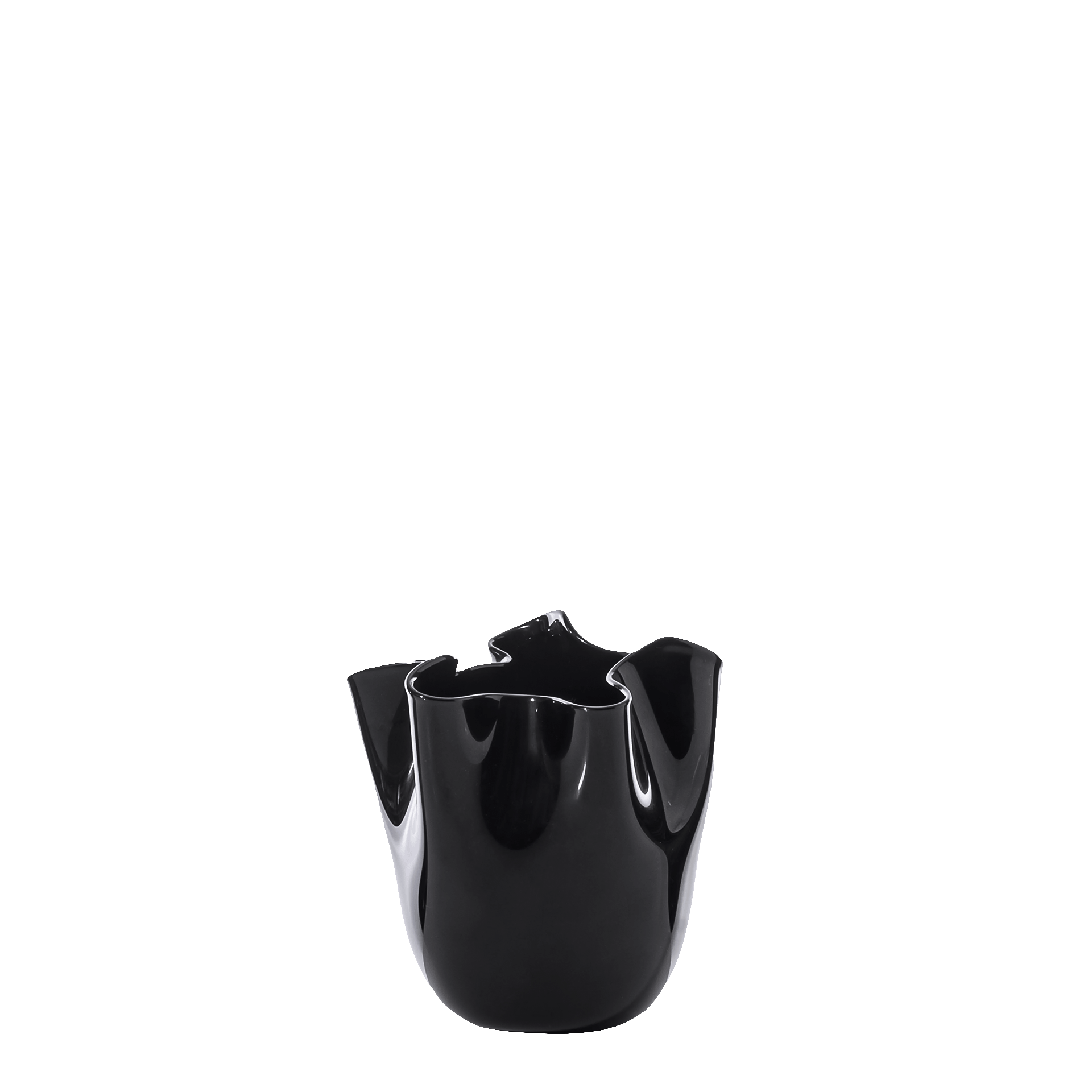 Venini Fazzoletto Vase Schwarz 13 cm