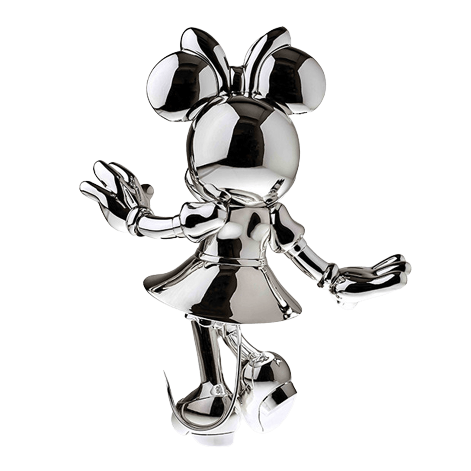 Minnie Welcome silver 31 cm, Metallfigur, Micky Maus Statuette, Chrome Skulptur, Metallskulptur, Spielzeugfigur