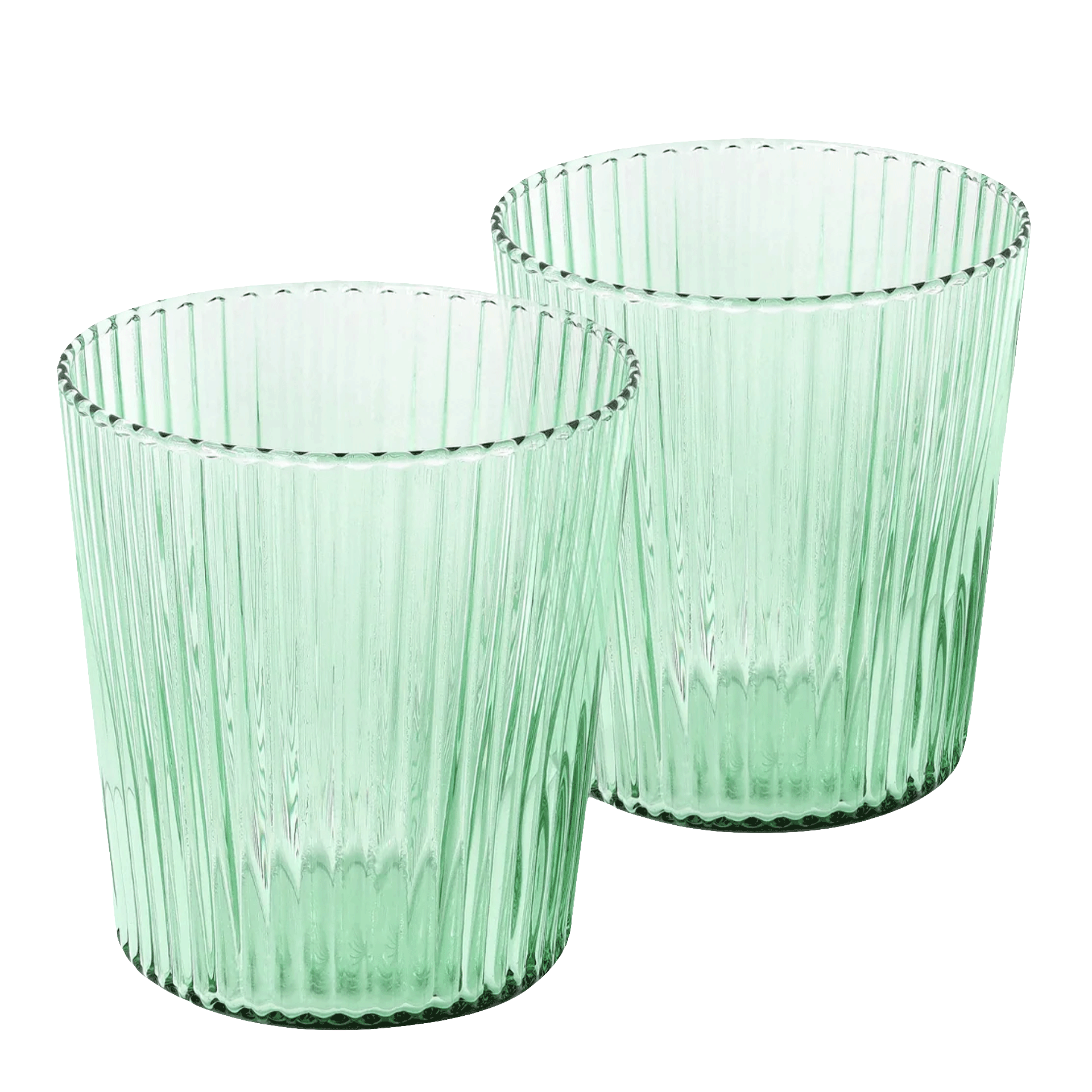 Water Glasses Bondi 0.18 l Set of 6, glas, trinkglas, grün, Rippenmuster, Getöpfert