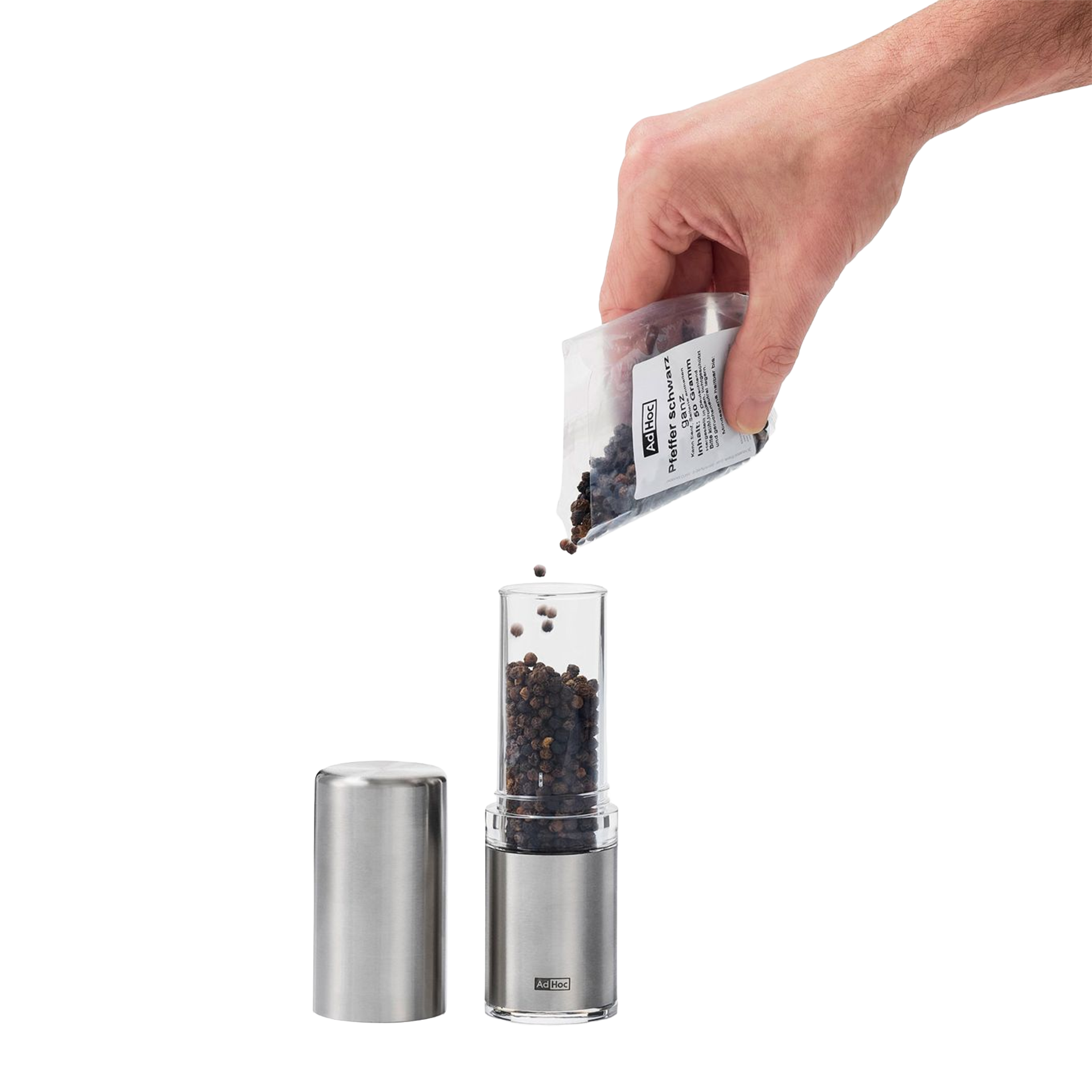 Salt/Pepper Mill Stainless Steel, Würfelschleifer, Salz- Pfefferkörner, Kaffee?no, Pepper Grinder?, Peppercorns