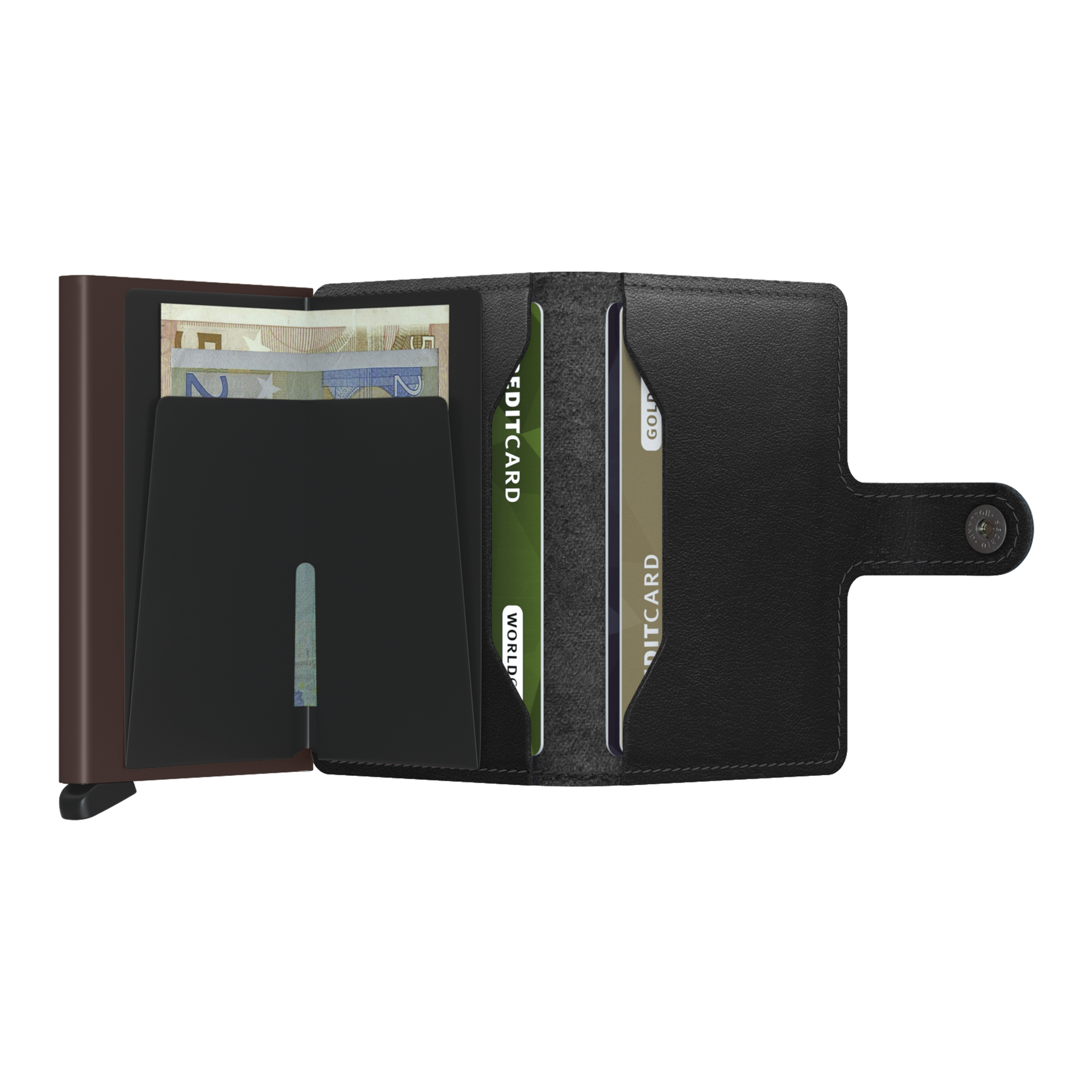 Secrid Miniwallet Original Schwarz/Braun, Geldbörse, Portemonnaie, Brieftasche, Kreditkartenfach, Geldscheinfach