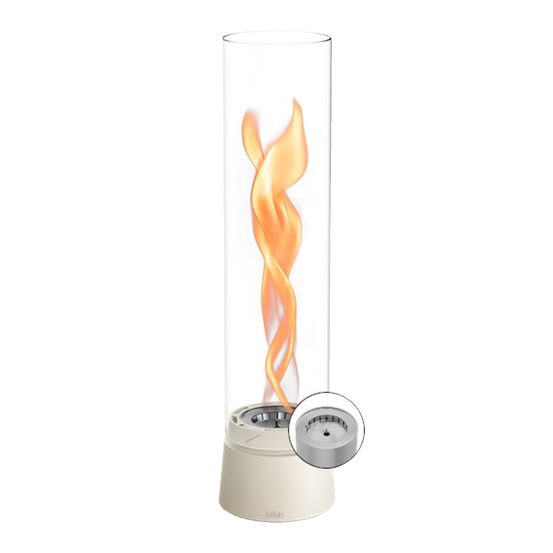 Tabletop Fireplace 1200 Creme, Lavalampen, Flammen-Design, elektrisch, Glasrohr, verstellbare Flamme