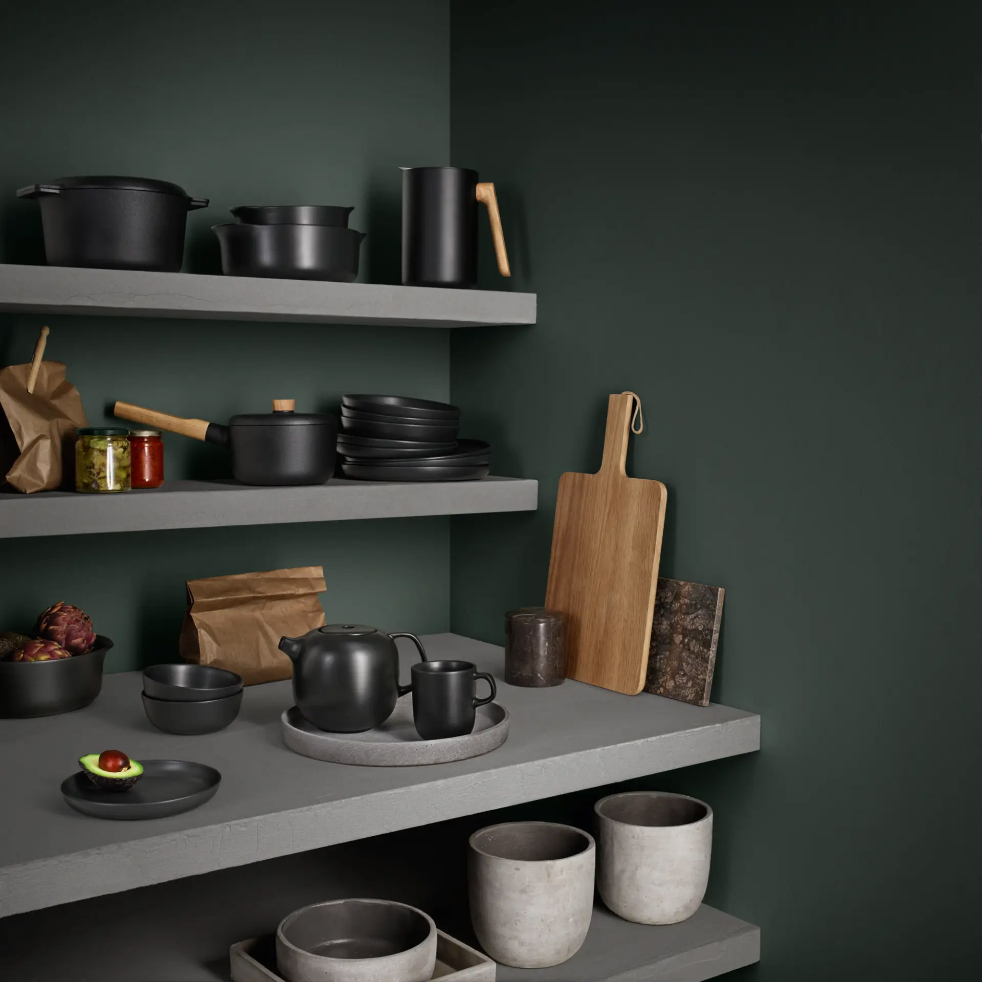 Eva Trio, Nordic Kitchen, Plate Black 21 cm Set of 4, Küchengeräte, Pfannen, Schüsseln, Schneidebrett, Topfset