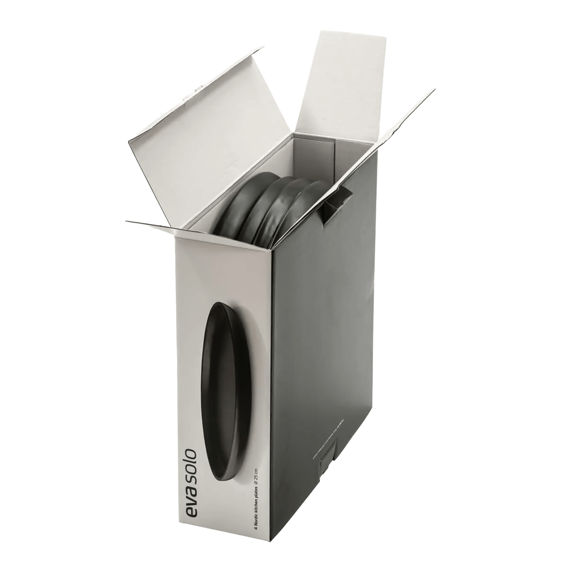 Plate Black 25 cm Set of 4, Abroller, Spiralteller, Verpackungseinheit, Schwarz, Kartonverpackung