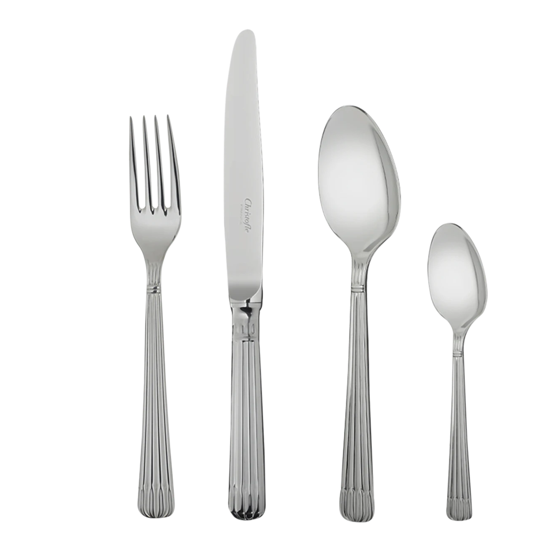 Christofle, Osiris, Cutlery Set 24-piece stainless steel, Tafelbesteck, Gabel, Messer, Löffel, Besteckset