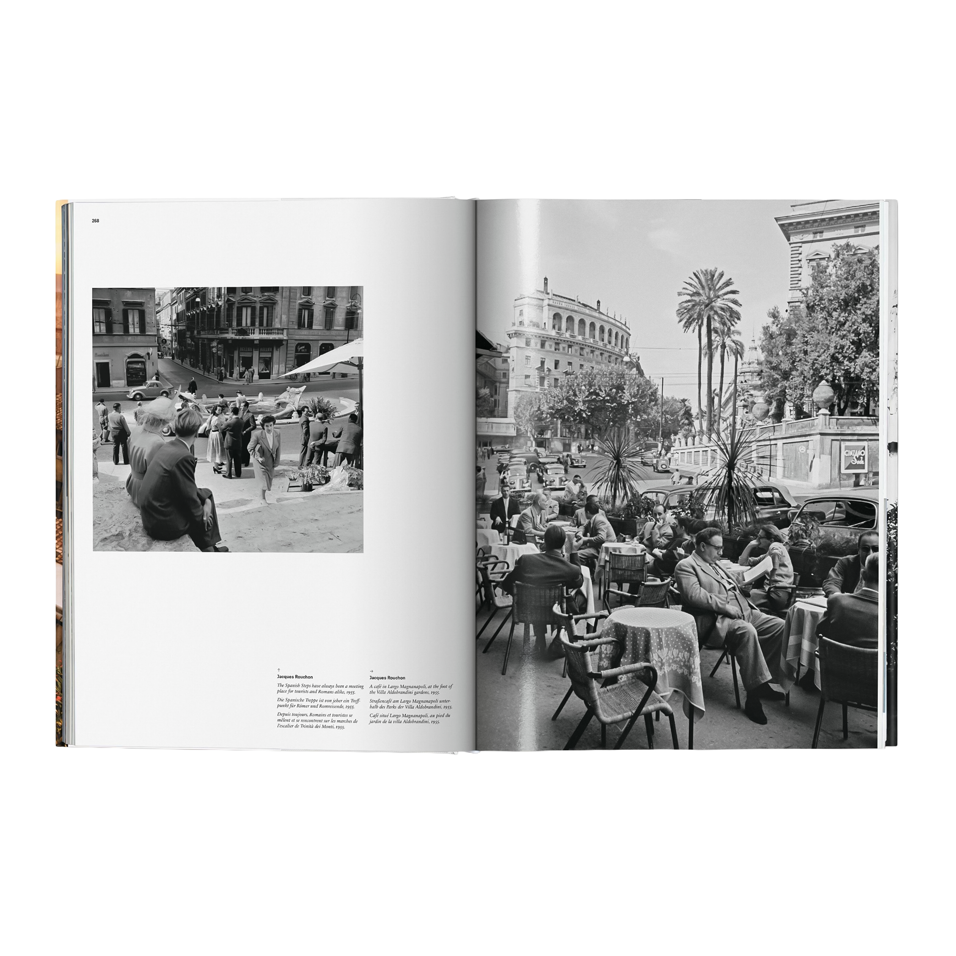 Coffee Table Book Rome, cafe Außenbereich, Straßenszene, Schwarzweiß, Tische Stühle, Stadtlandschaft