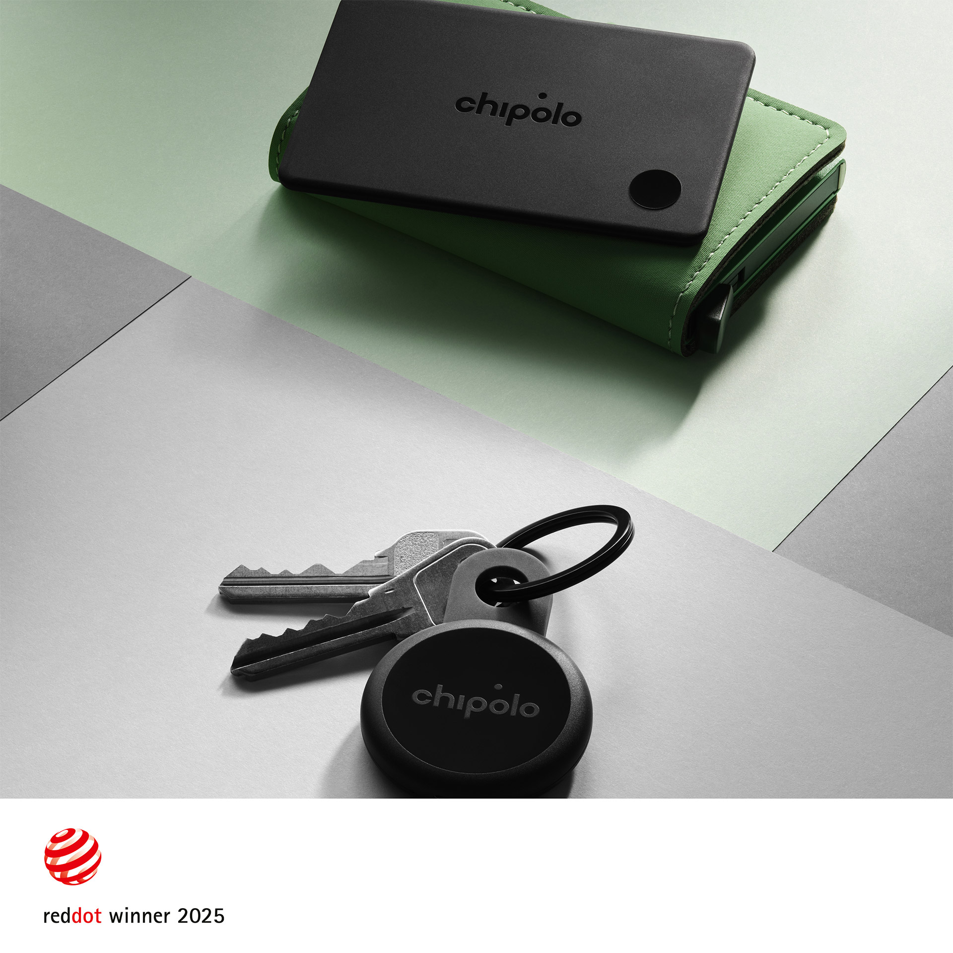 Chipolo, LOOP&CARD, Bluetooth-Tracker Bundel Charcoal, Schlüsselanhänger, Schwarz, runde Oberfläche, Etui, Chipolo