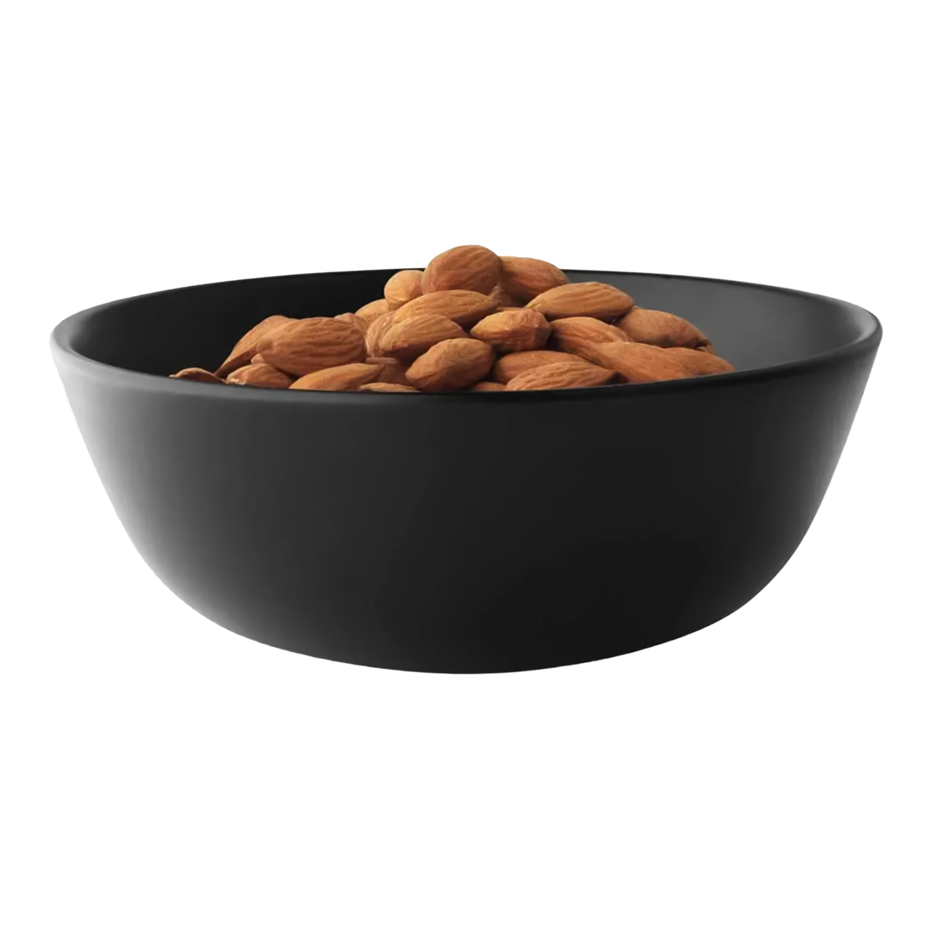 Bowl Black 0.50 l Set of 4, Mandeln, Mandeln Schüssel, Rohe Mandeln, Nuss-Snack, Braune Nüsse