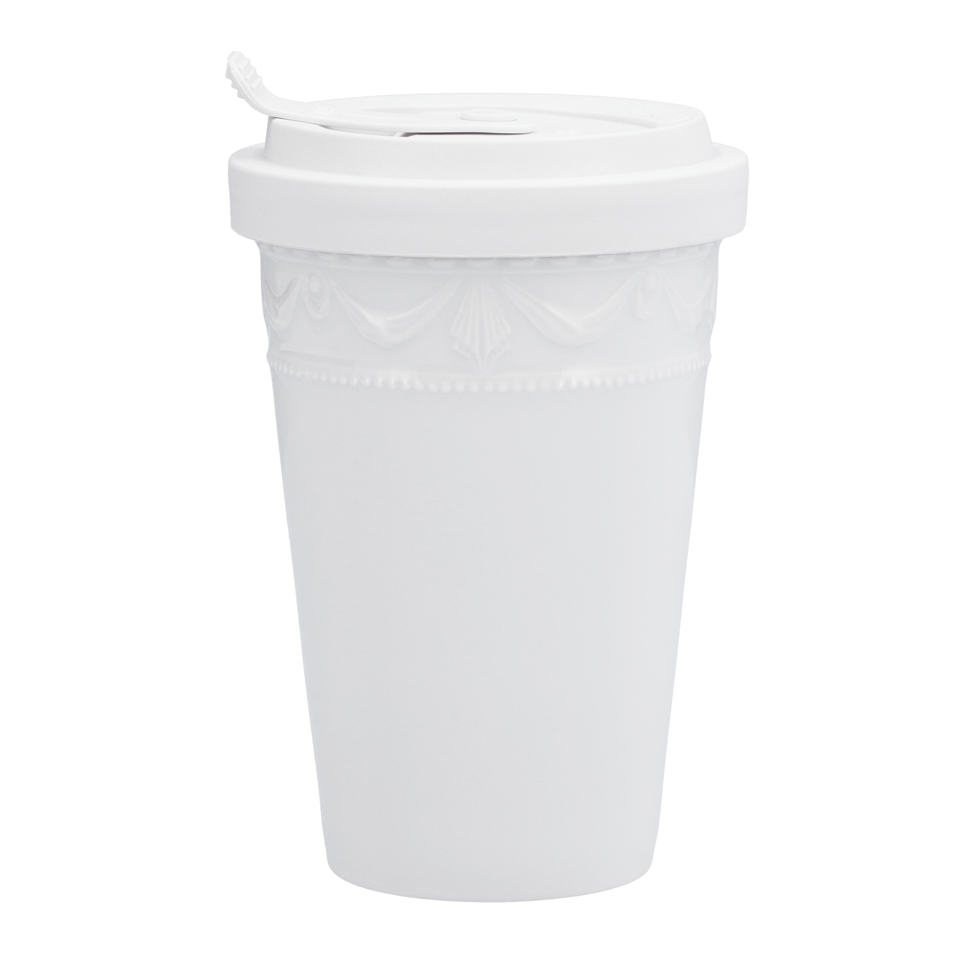 Coffee To-Go Mug 0,35 l Weiß, Becher, Kaffeebecher, To-Go-Becher, Weiß, Tulpenmuster