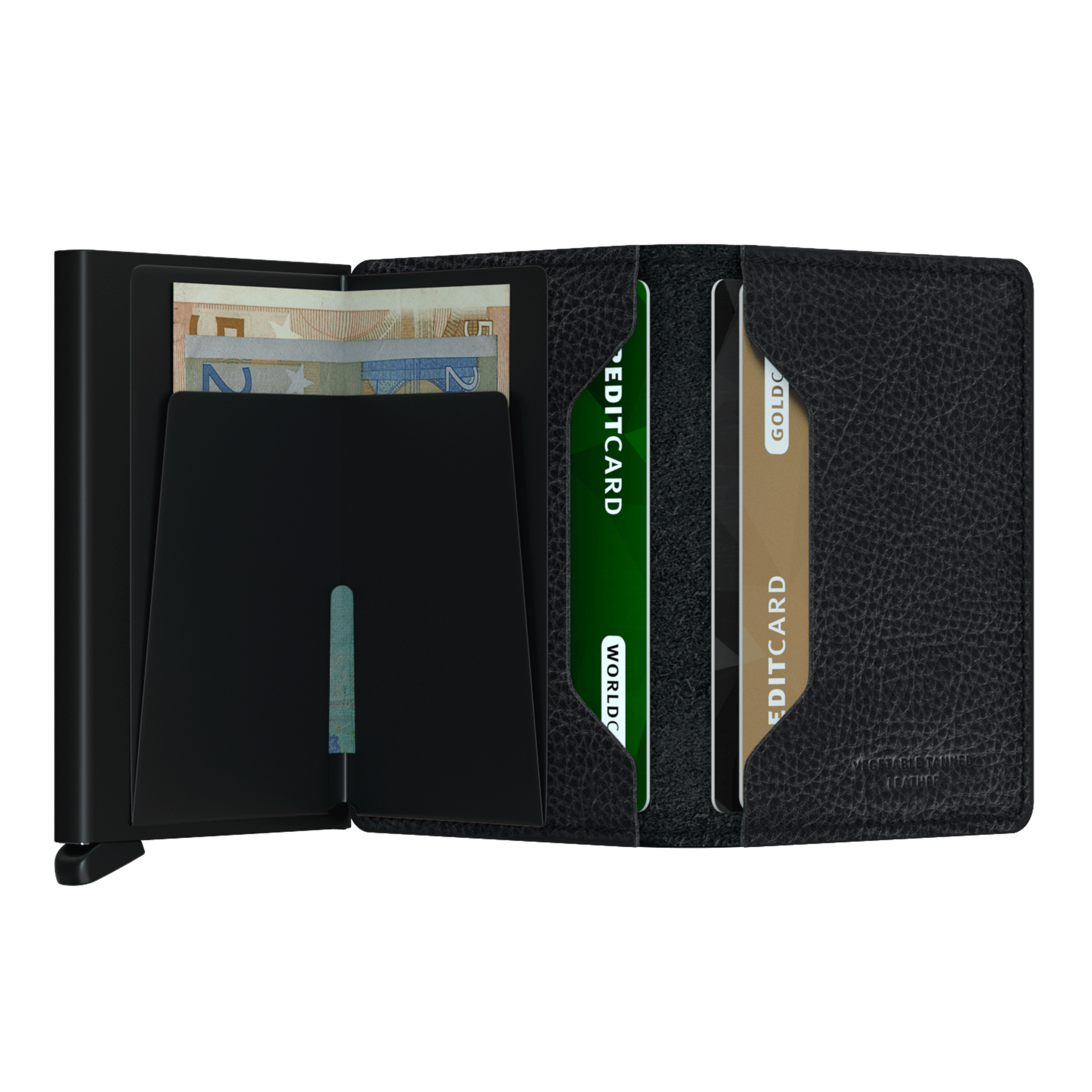 Secrid Slimwallet Veg Schwarz/Schwarz, portemonnaie, geldbörse, kartenschlitz, leder, etui