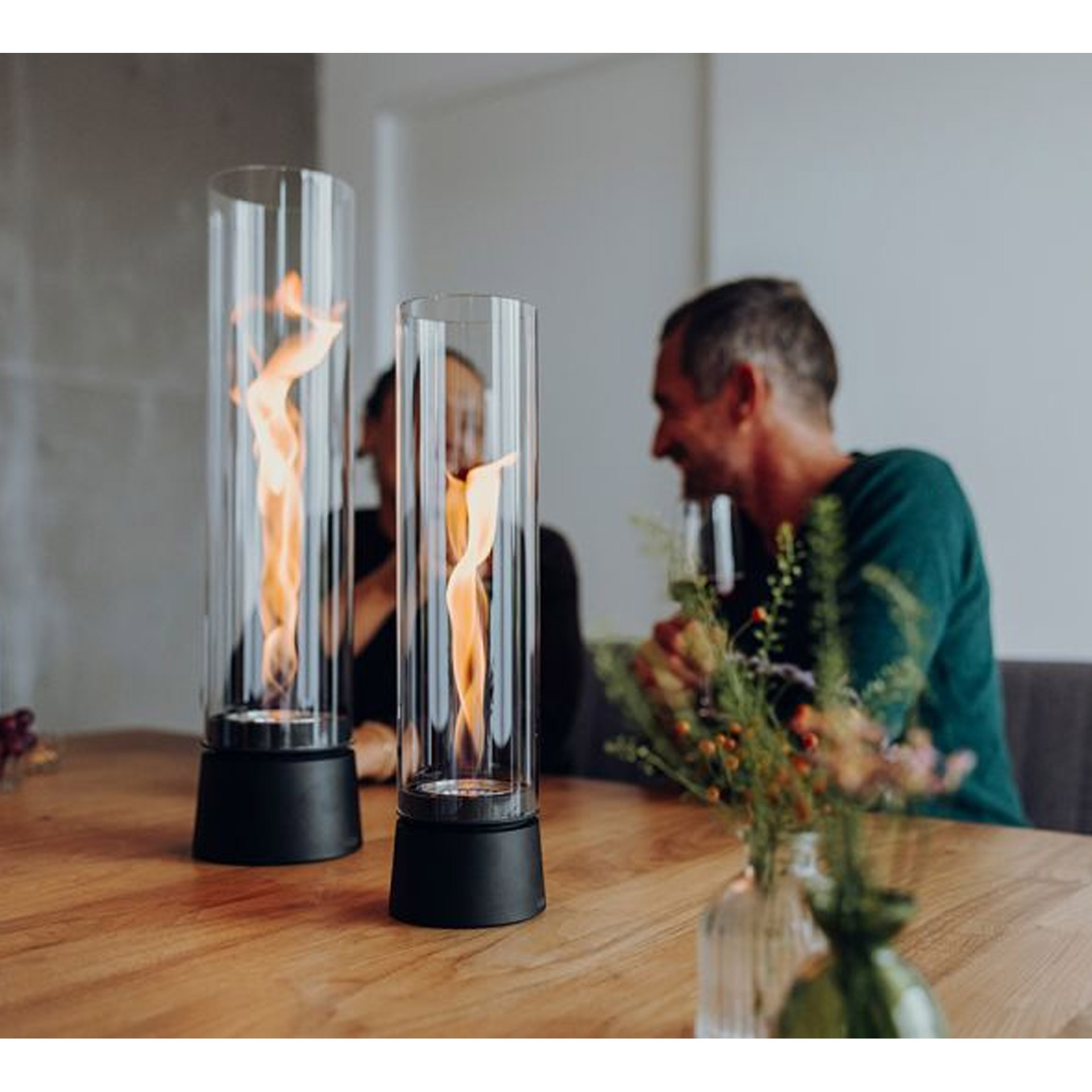 Tabletop Fireplace 900 Matt-black, Tabletop, Flame, Candle, Glass tubes, Decorative