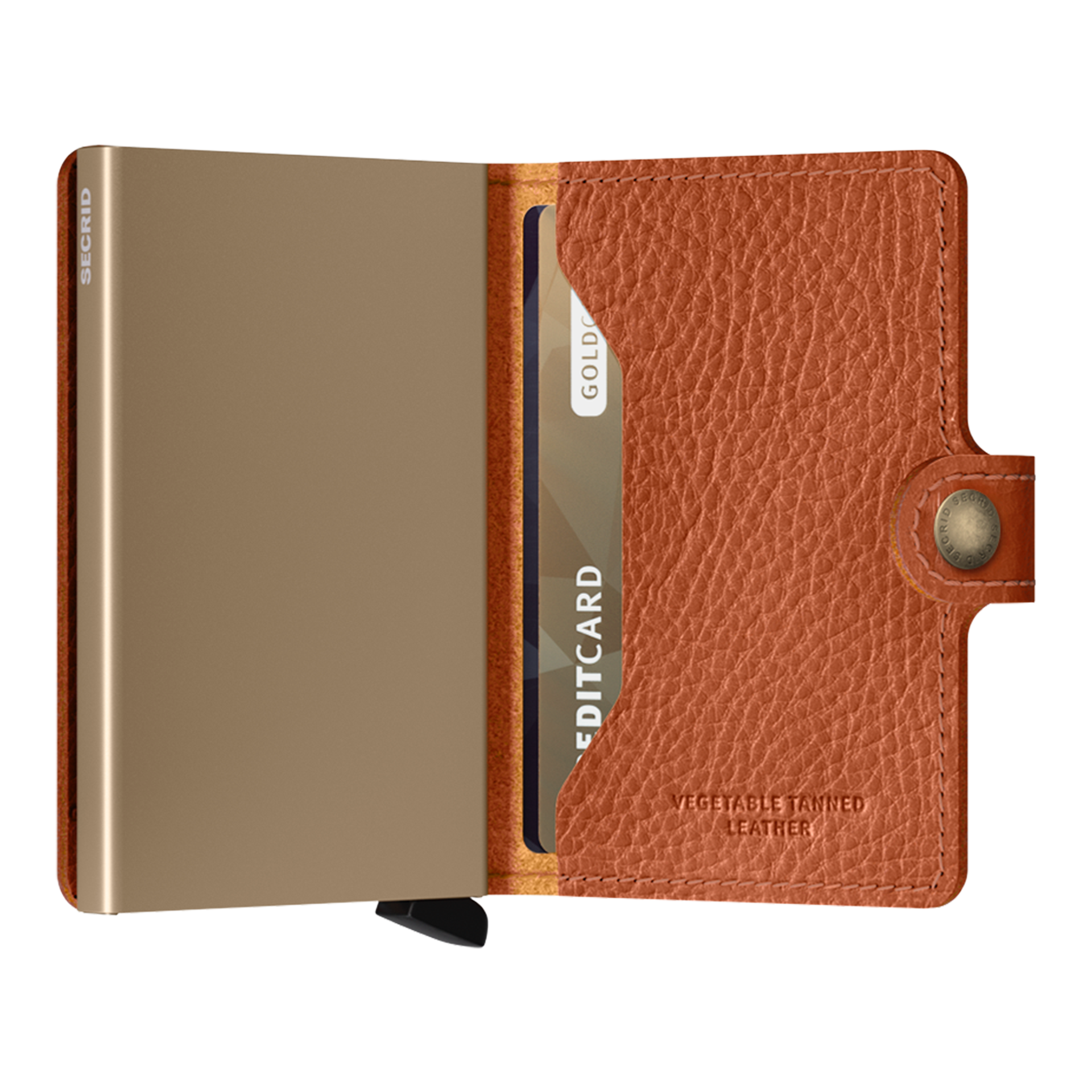 Secird Slimwallet Veg Karamell/Sand, wallet, Kartenetui, vegetable-tanned leather, braun, Goldene Karte Slot