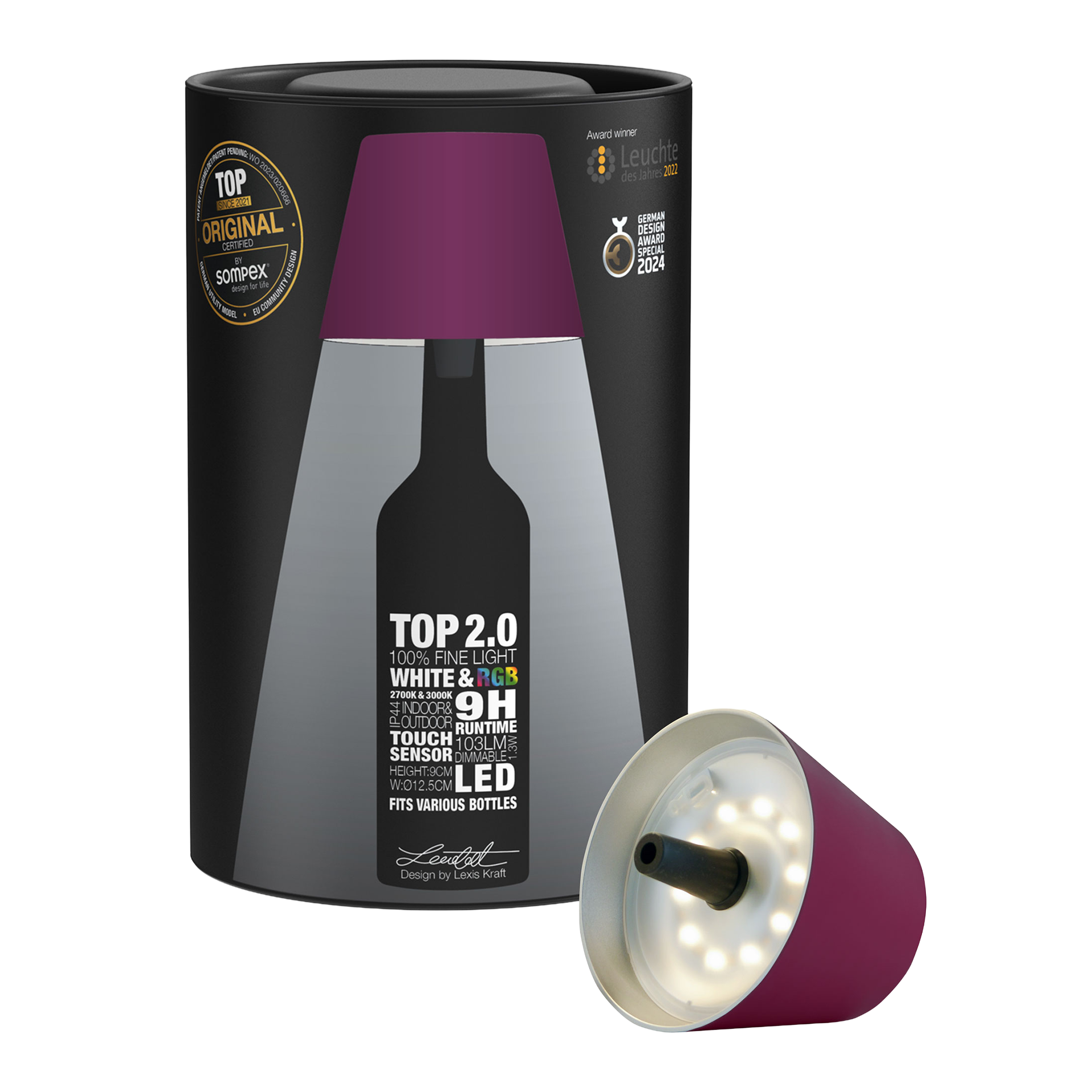 LED Bottle Light Dimmable Burgundy