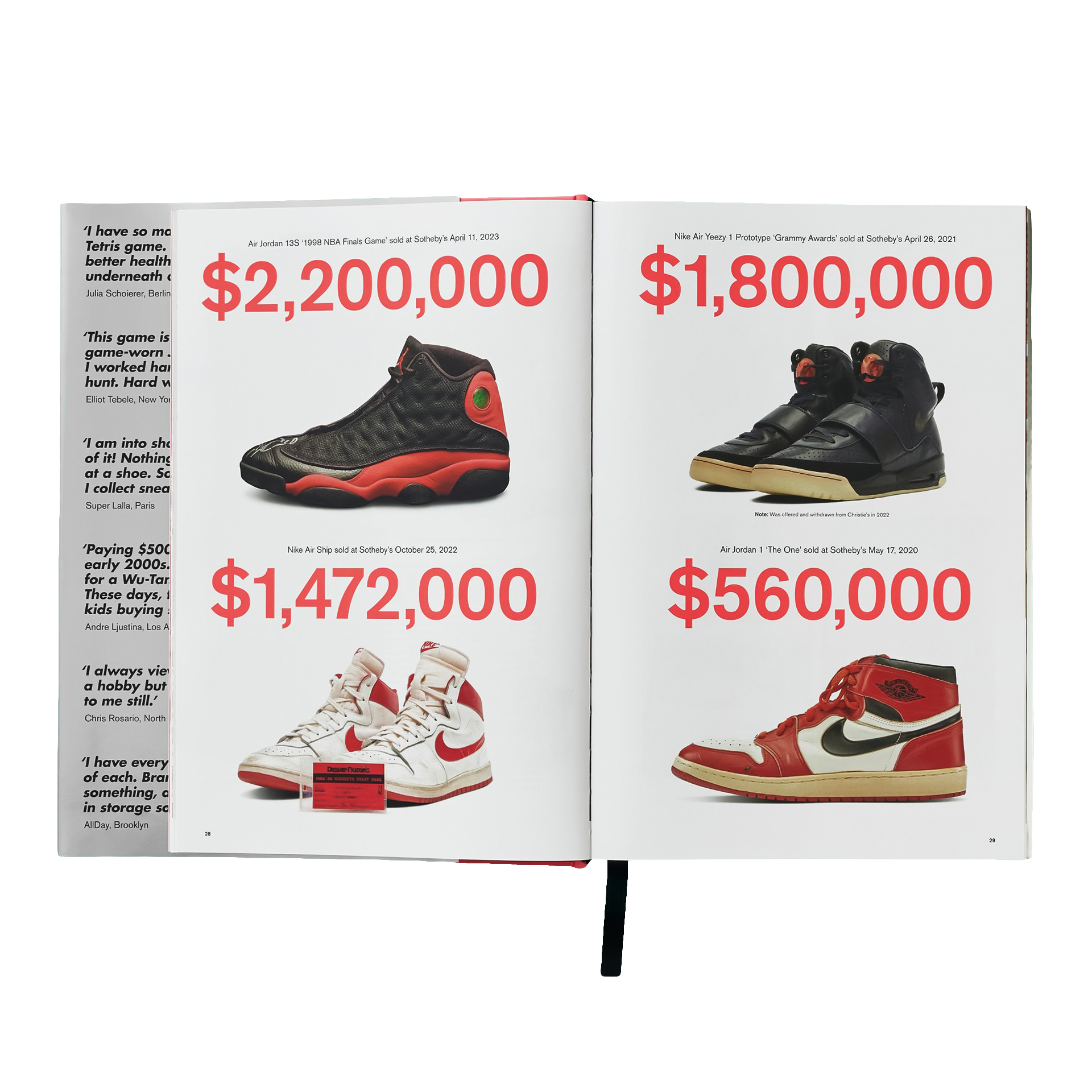 Coffee Table Book Sneaker Freaker. World's Greatest Sneaker Collectors, Sneaker, Basketballschuh, Rote Akzente, Hochschnitt, Preisschild