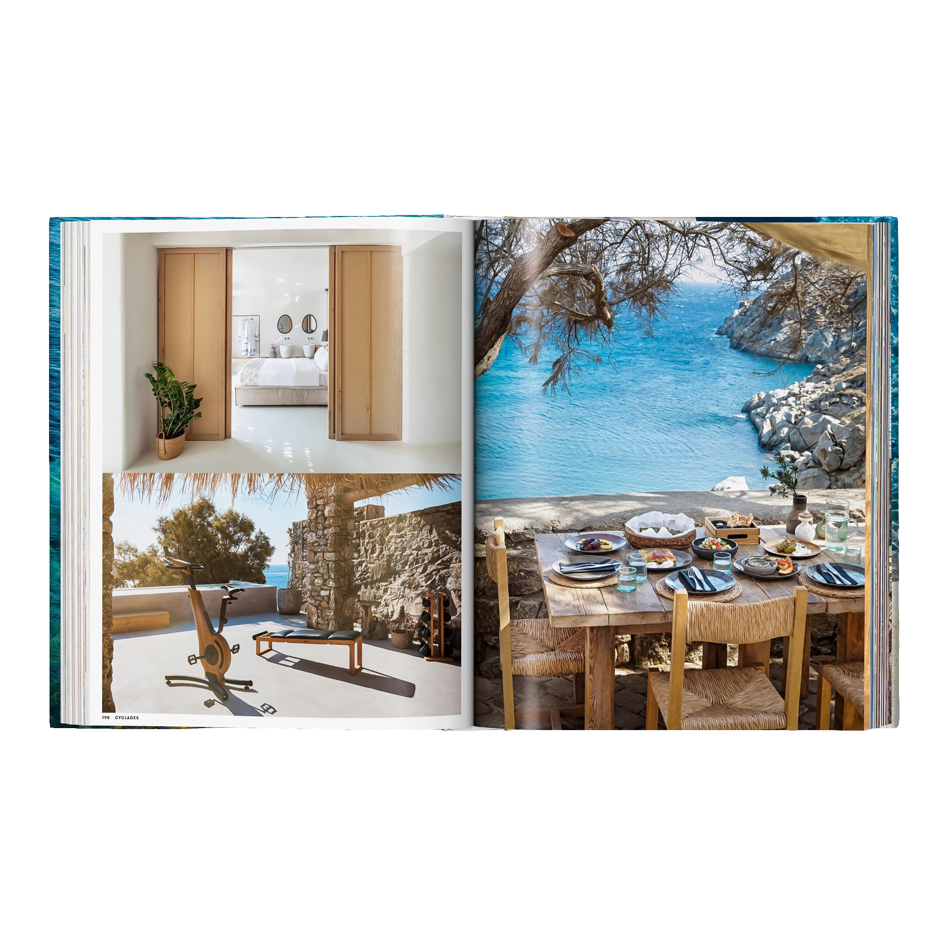 Coffee Table Book Great Escapes Greece, house interior, bedroom, plants, wooden doors, cozy patio