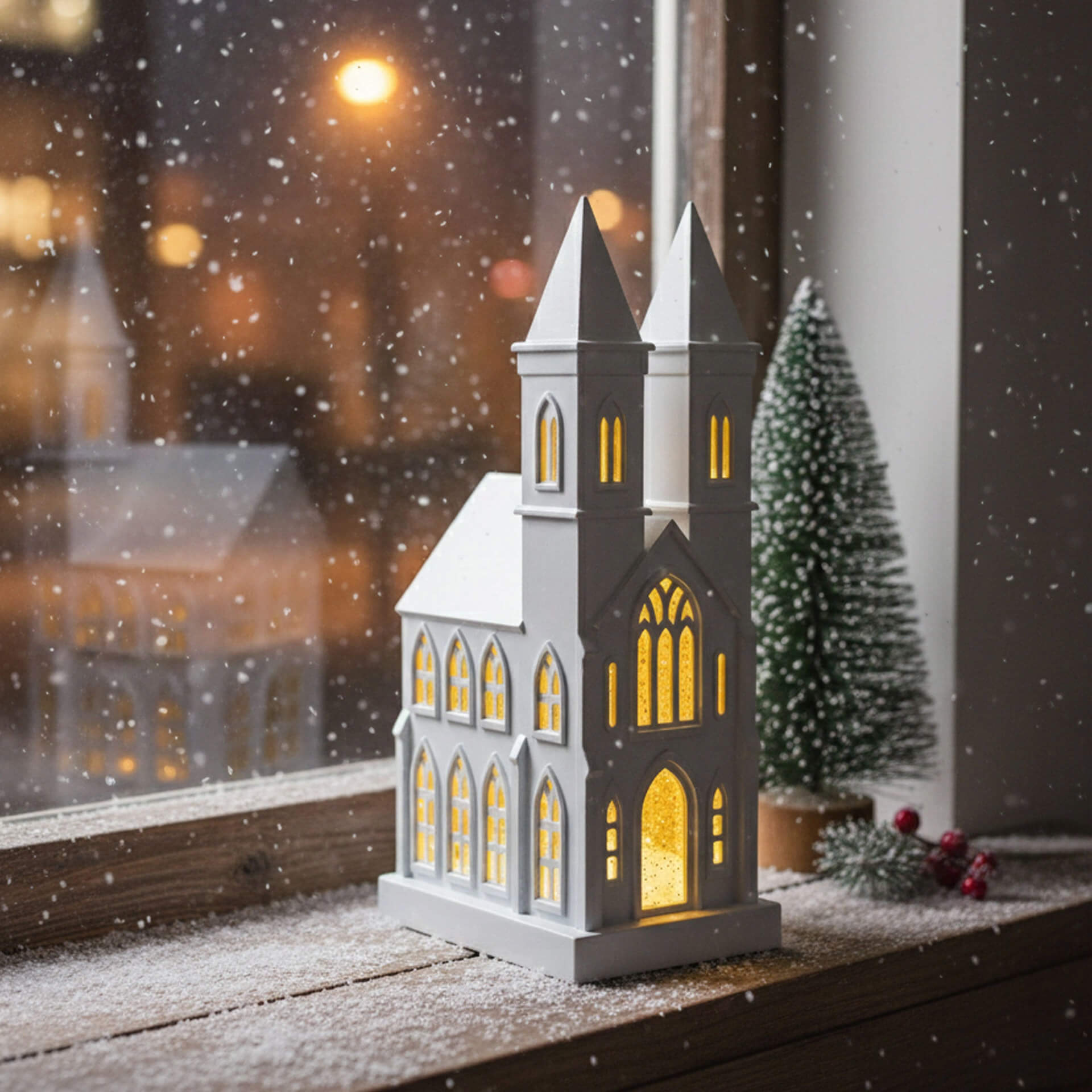Sompex LED Dekolampe Kirche weiß