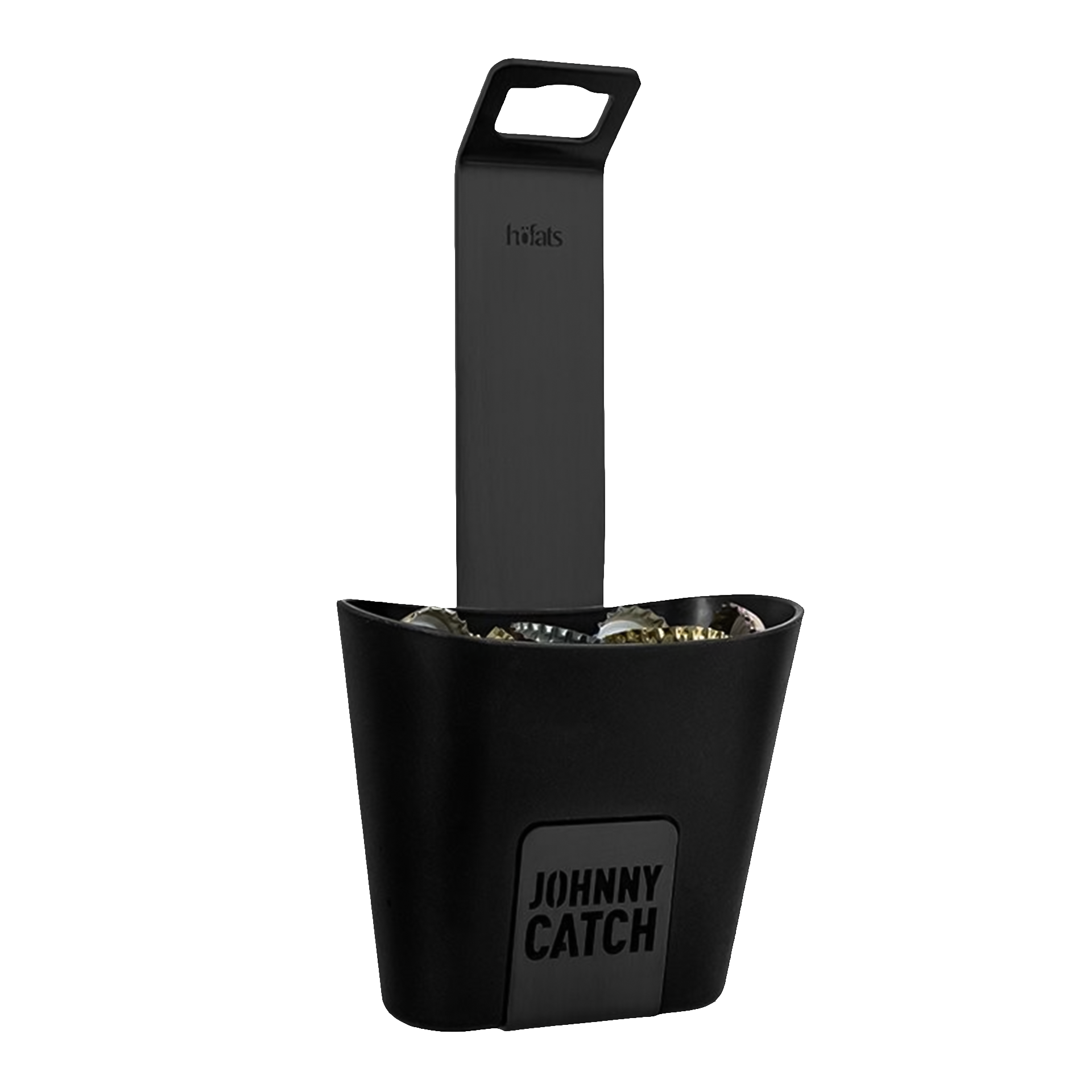Cup Bottle Opener Black, bottle opener, coin holder, black, metal, Johnny Catch