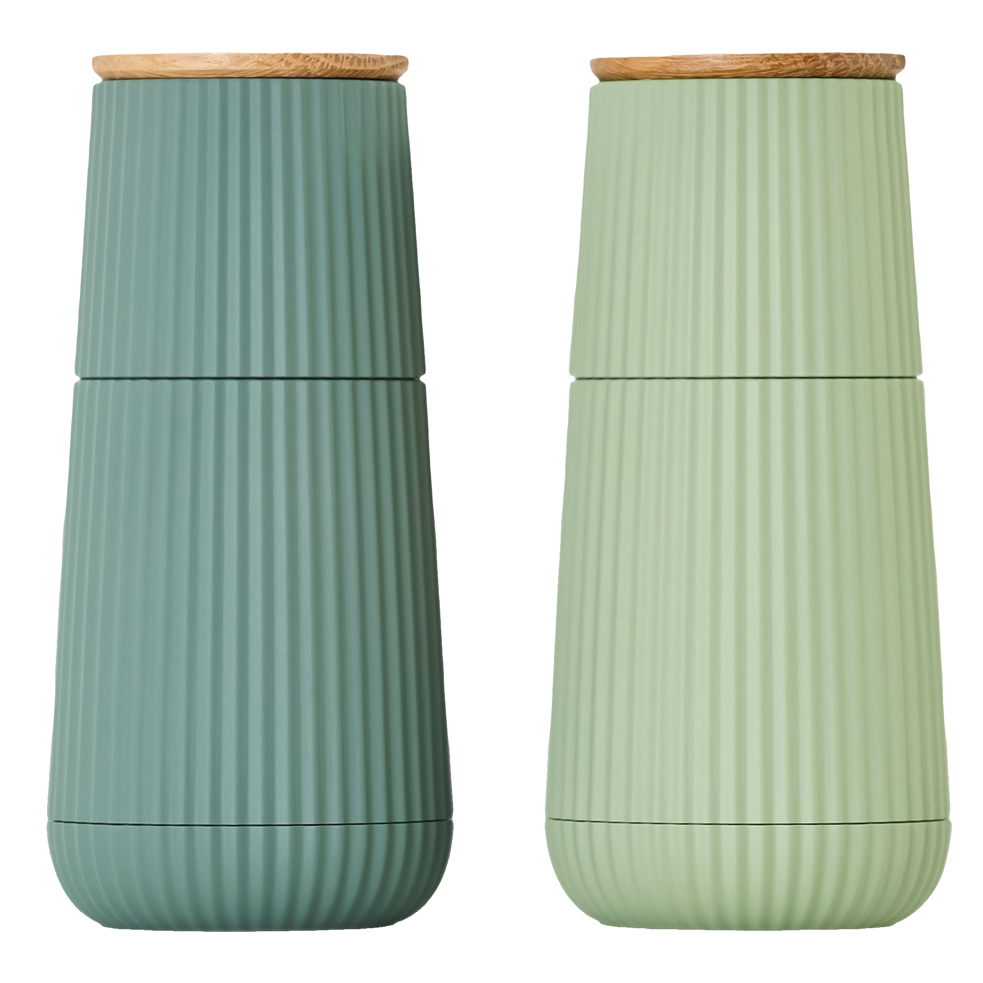 Salt & Pepper Mill Set Green, flasche, Thermos, Reisebecher, doppelt isoliert, gerillte Oberfläche