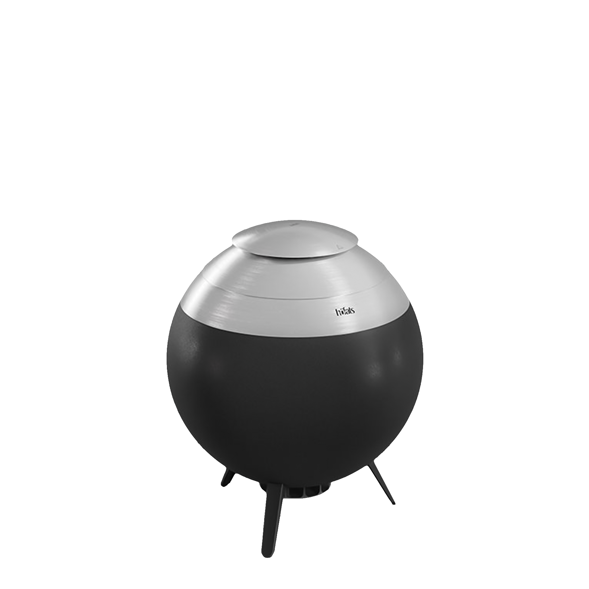 höfats Moon Deckel 55, Outdoorheizer, Tragbarer Heizkörper, Schwarze Kugel, Heizgerät mit Beinen, Metall-Plastik-Material