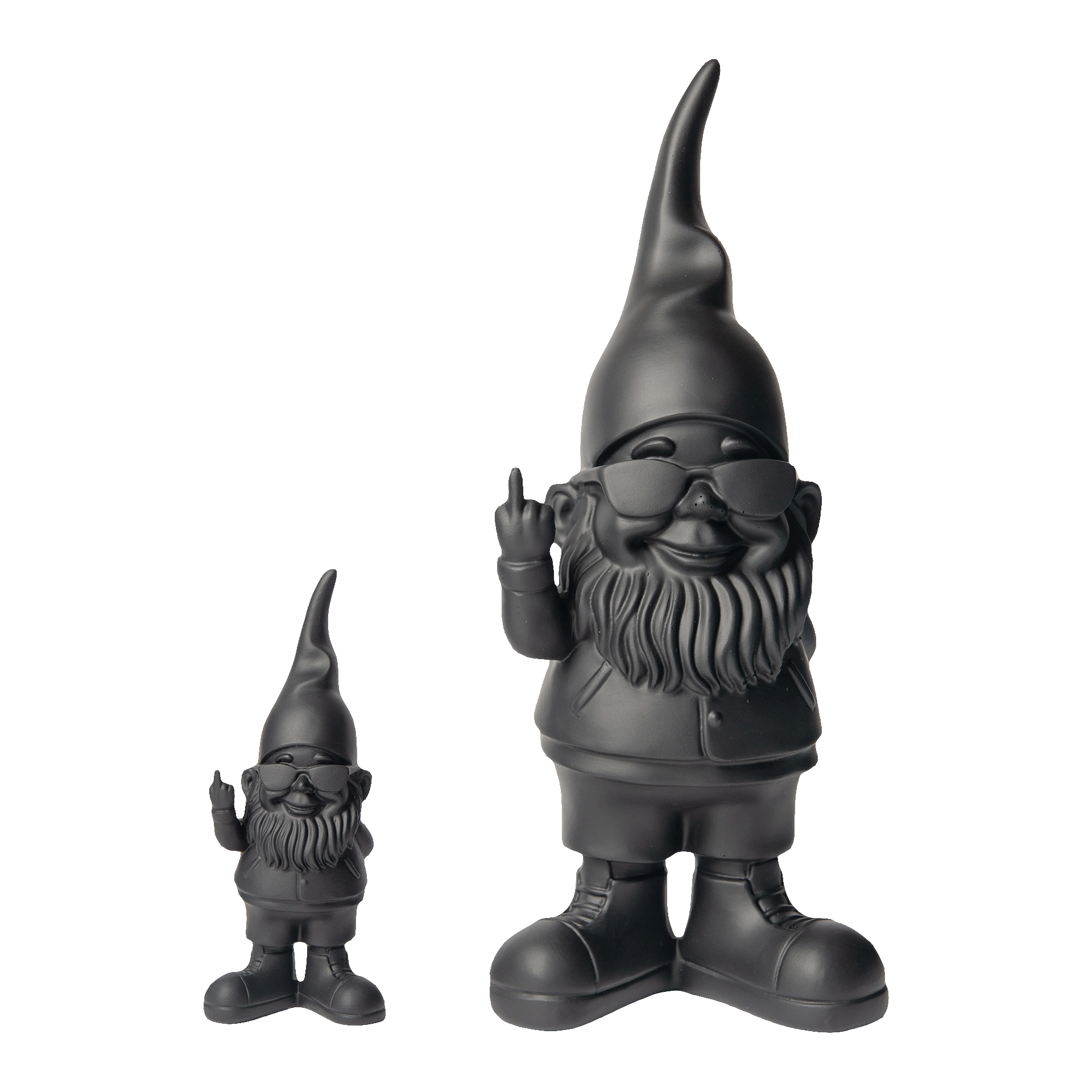 Gnome Bernado black 12 cm, Gnom-Figur, Garten-Zwerg, schwarze Statue, Bartfigur, Sonnenbrille