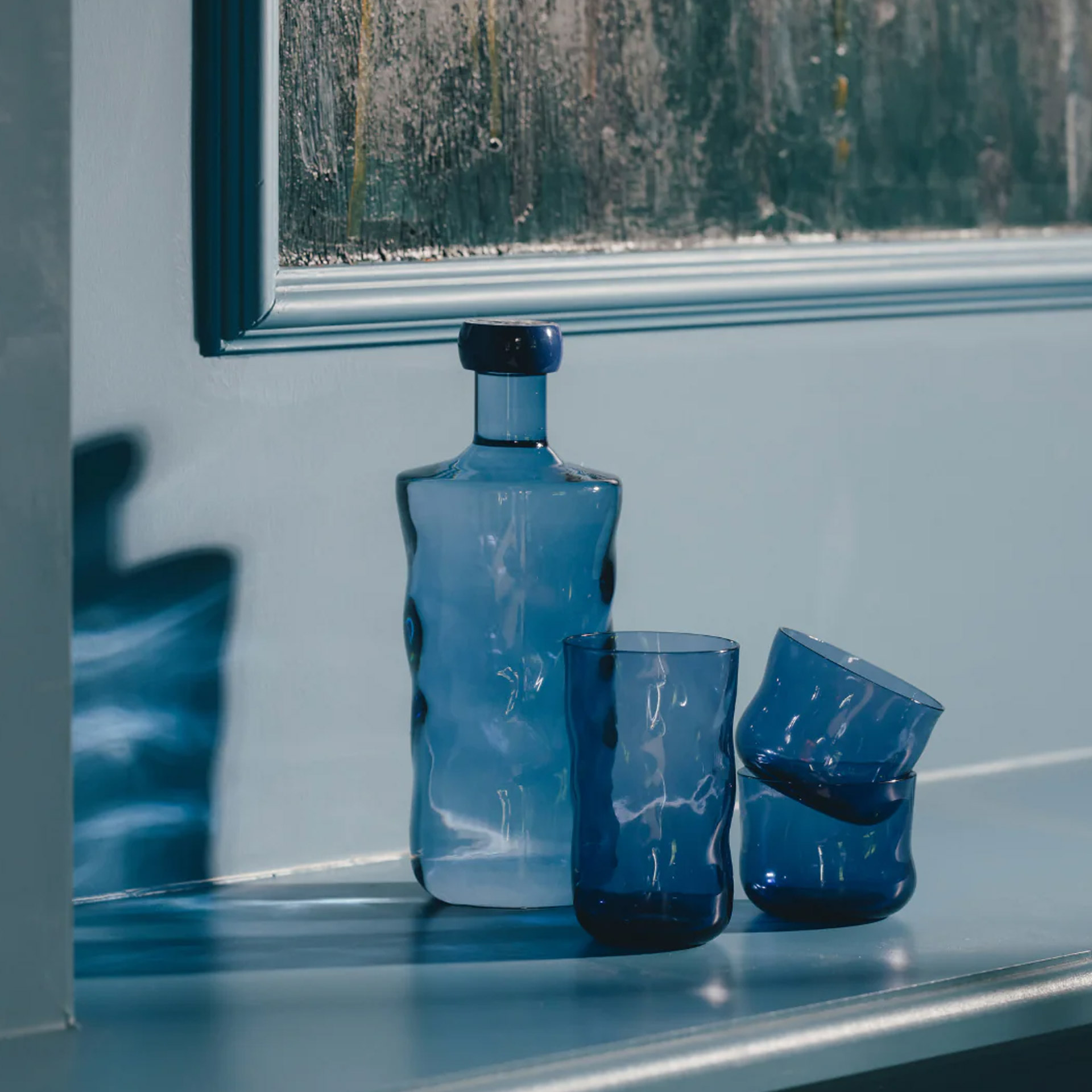 Longdrink Glass Midnight 0.46 l Set of 2, glasflasche, kugelglas, blau, trinkglas, set-glas