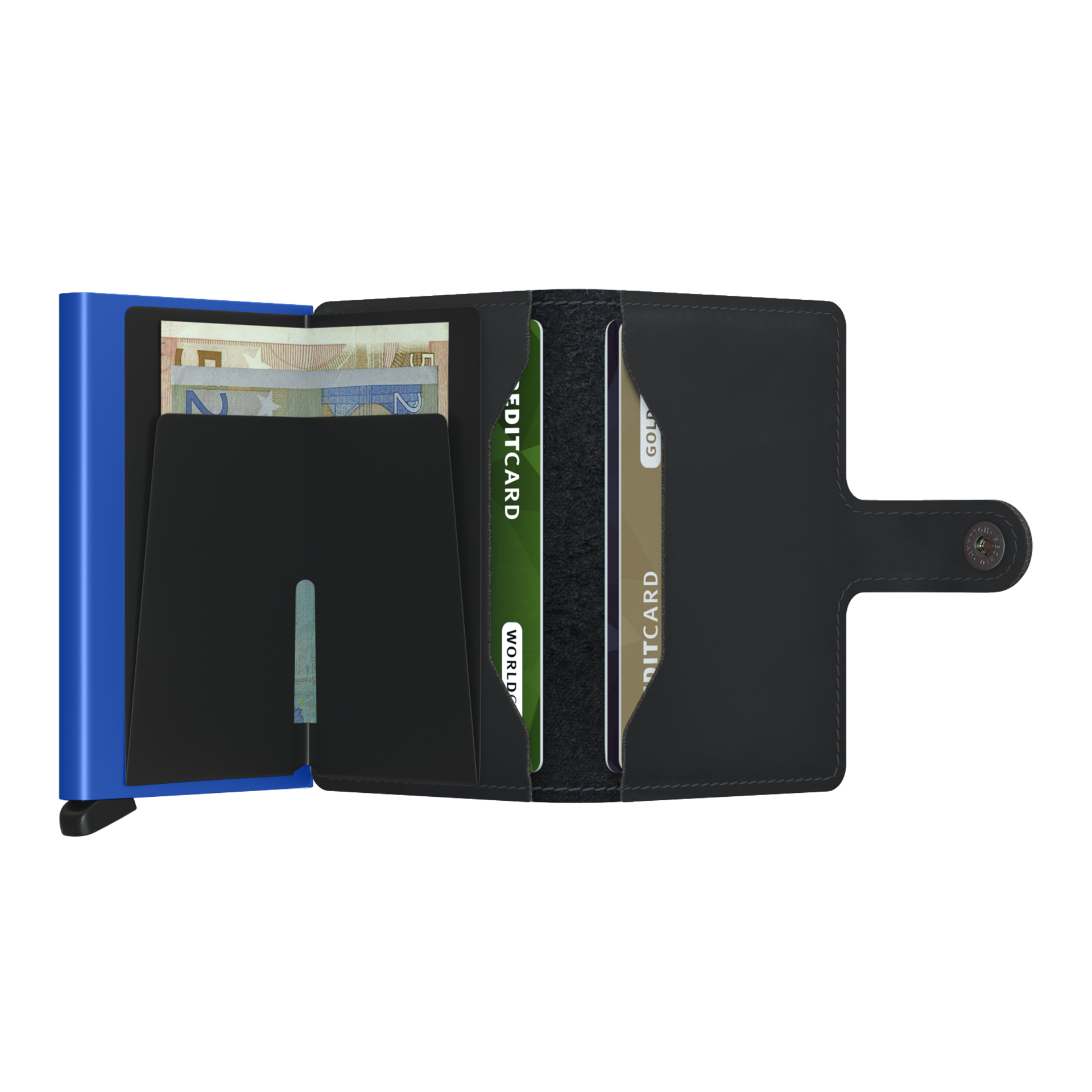 Miniwallet Black/Blue, Geldbörse, Brieftasche, Kartenschlitz, Geldbörse Leder, ec-Organizer