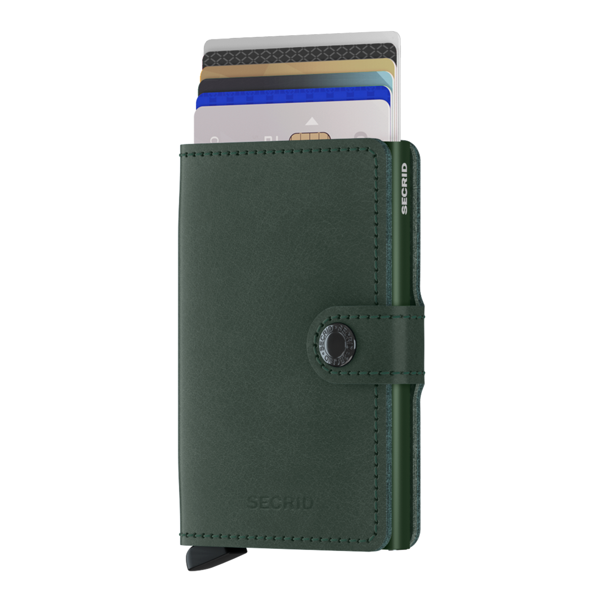 Secrid Miniwallet Original Grün, wallet, cardholder, grün, Leder, Druckknopf