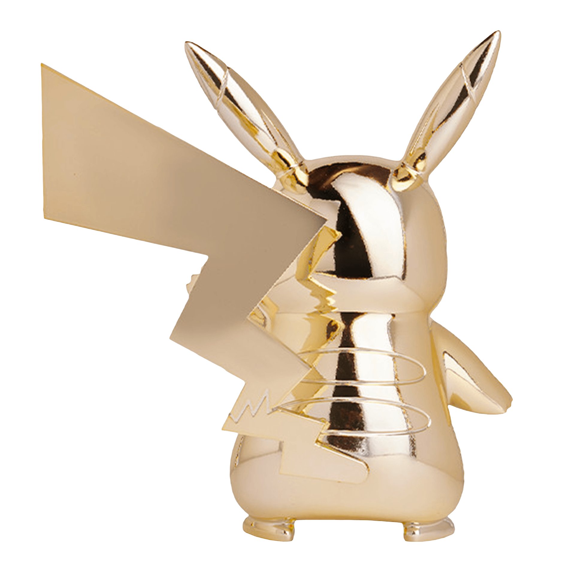 Pikachu anniversary edition gold 30 cm, Goldfarbe, Kleiner Tonfigur, Goldener Anhänger, Kunstobjekt, Figur mit Ohren