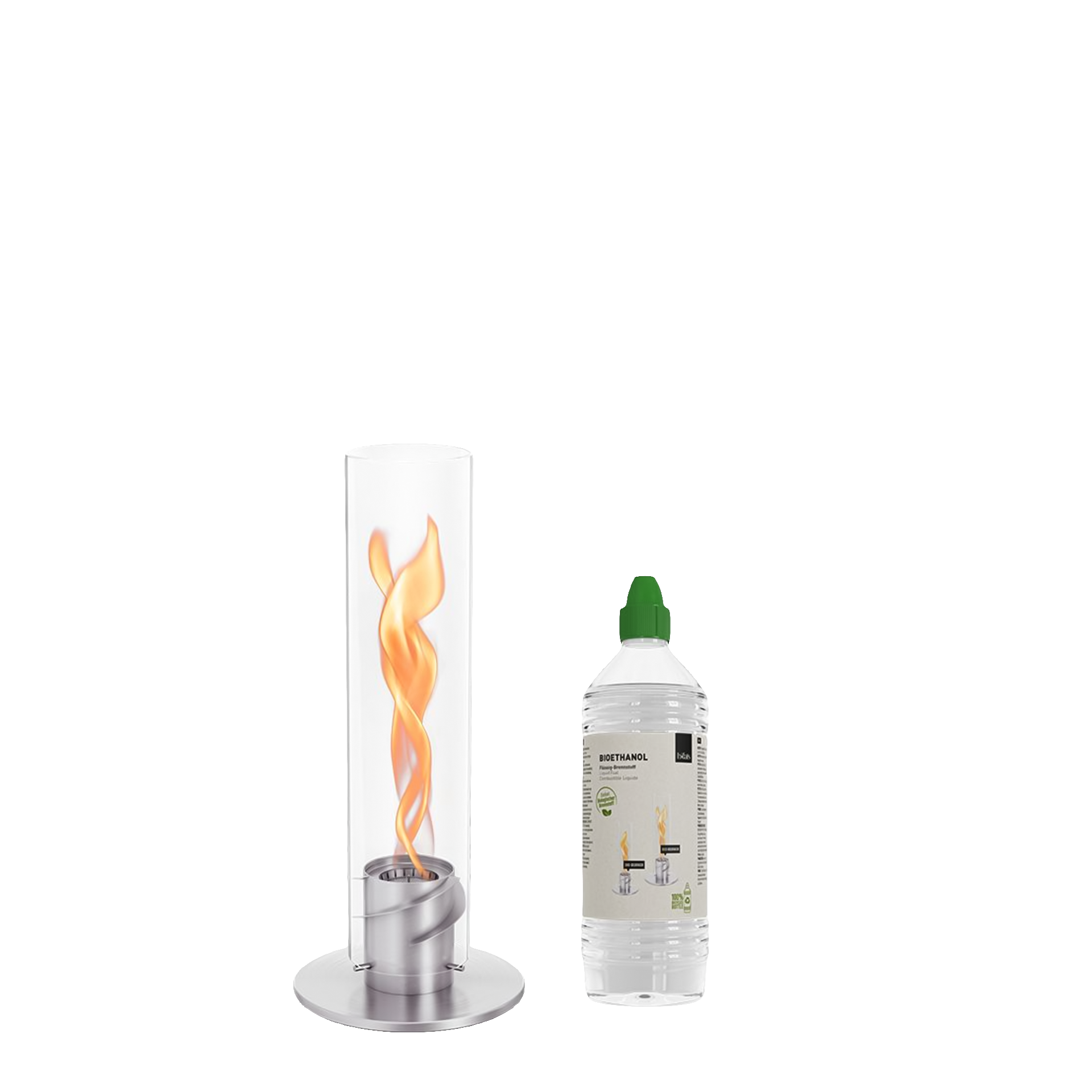 Tabletop Fireplace 900 Silver, Gasfeuer, Flammenkamin, Vulkan-Design, Gasbrenner, Brennstoffeinsatz