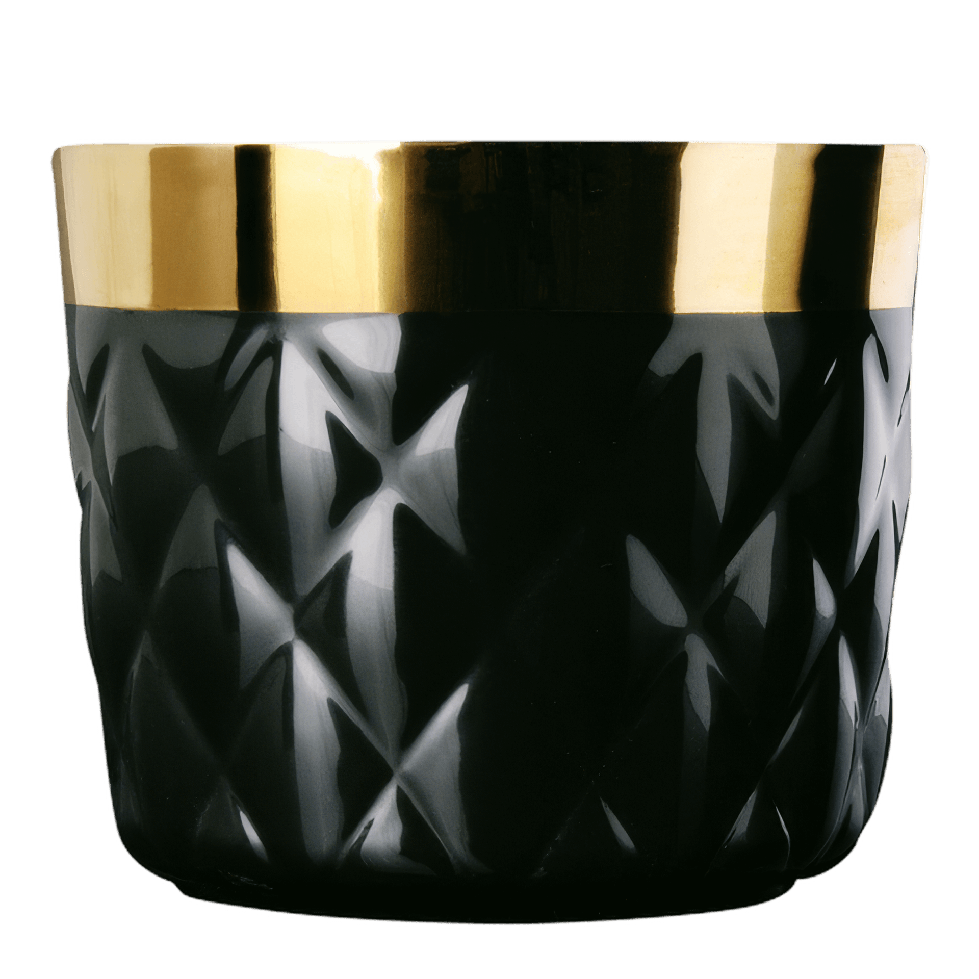 SIEGER by FÜRSTENBERG Champagnerbecher Kissenrelief Schwarz SIP OF GOLD, glas, schwarz, kristall, texturiert, goldener rand