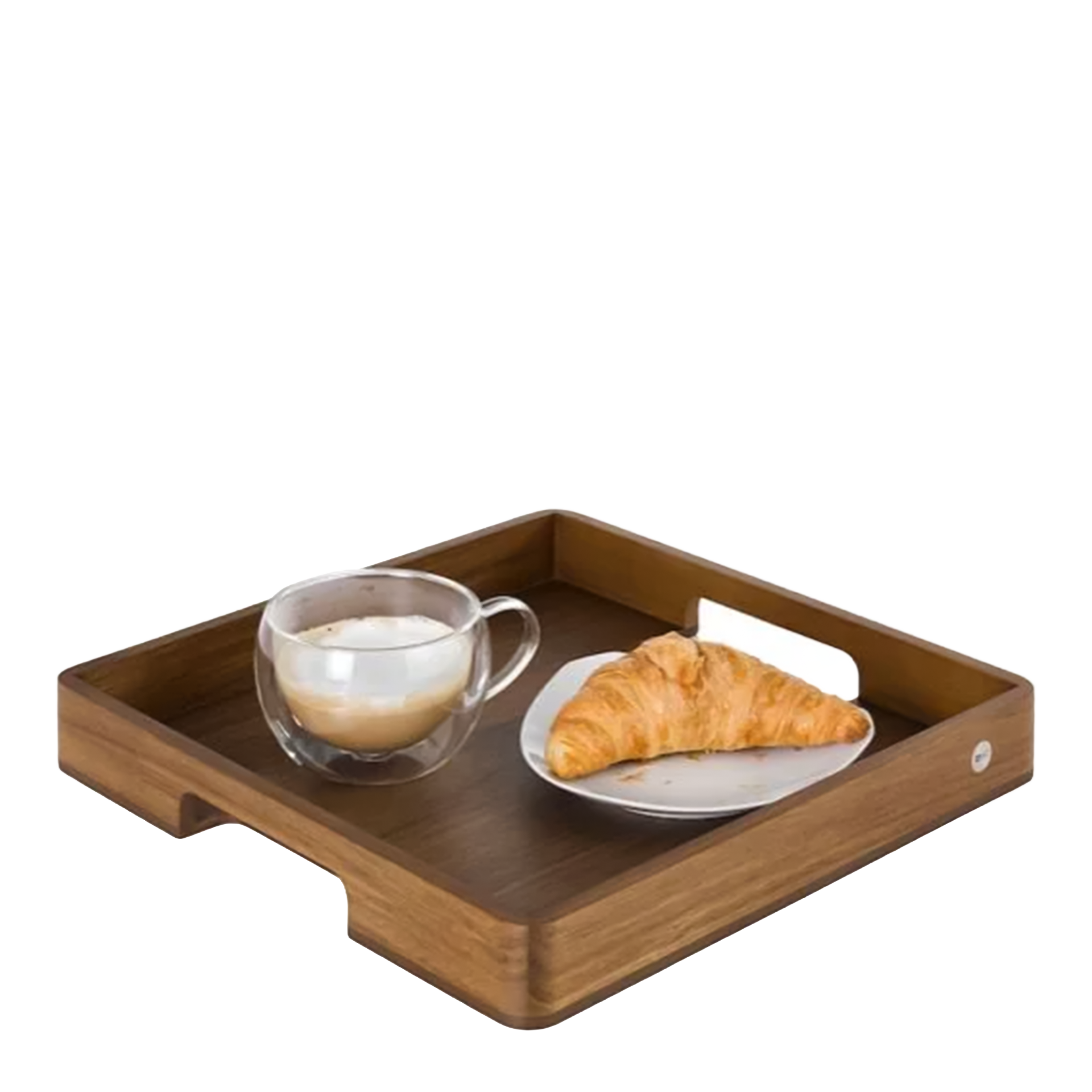Serving Tray Square 40x40 cm, Holztablett, Kaffee-Tray, Kuchenplatte, Croissant, Tee-Set