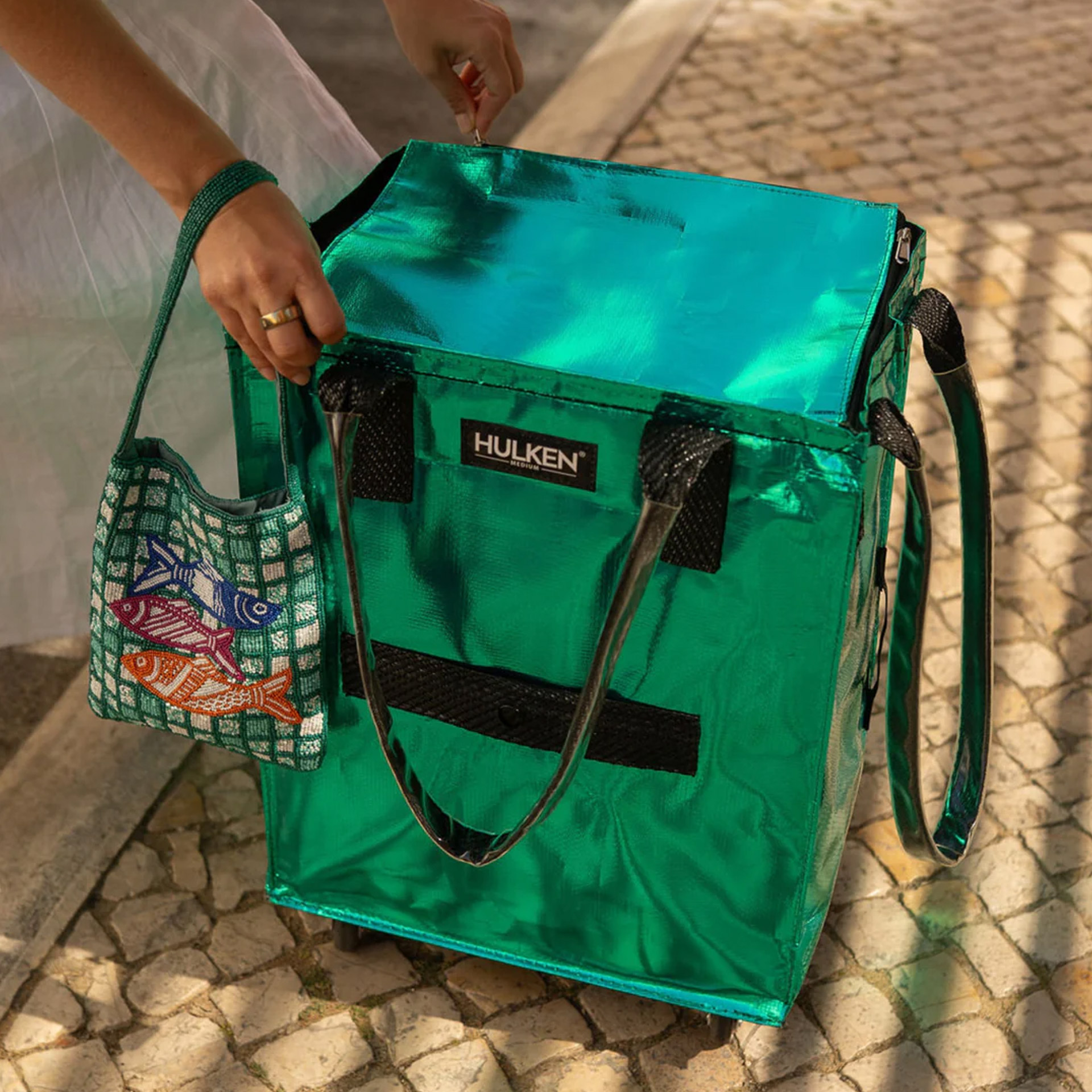 Hulken Original Rolling Tote Bag Everyday Hauls Medium Teal