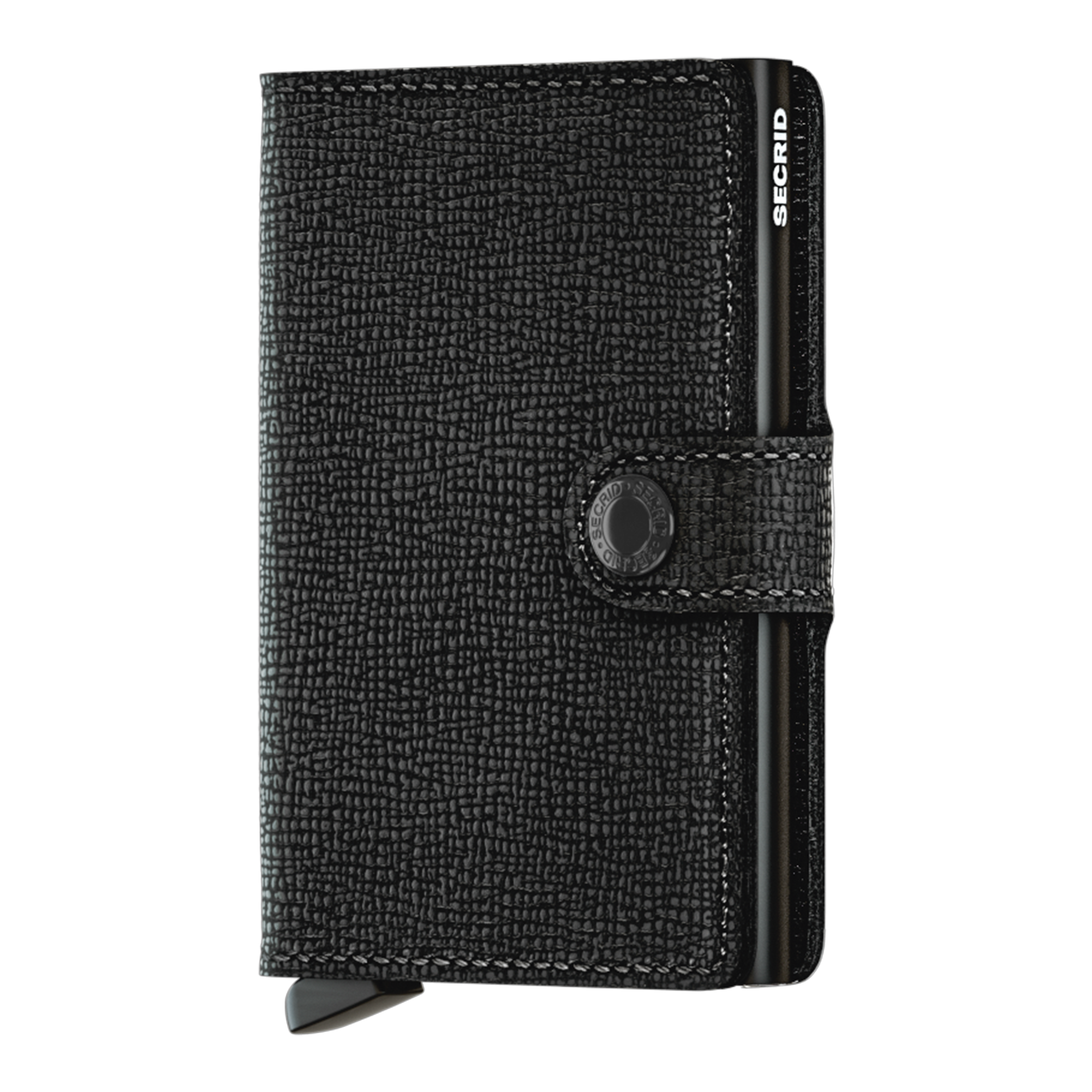 Miniwallet Black, Lederhülle, Brieftaschenformat, schwarz, Clipverschluss, Kartenslot