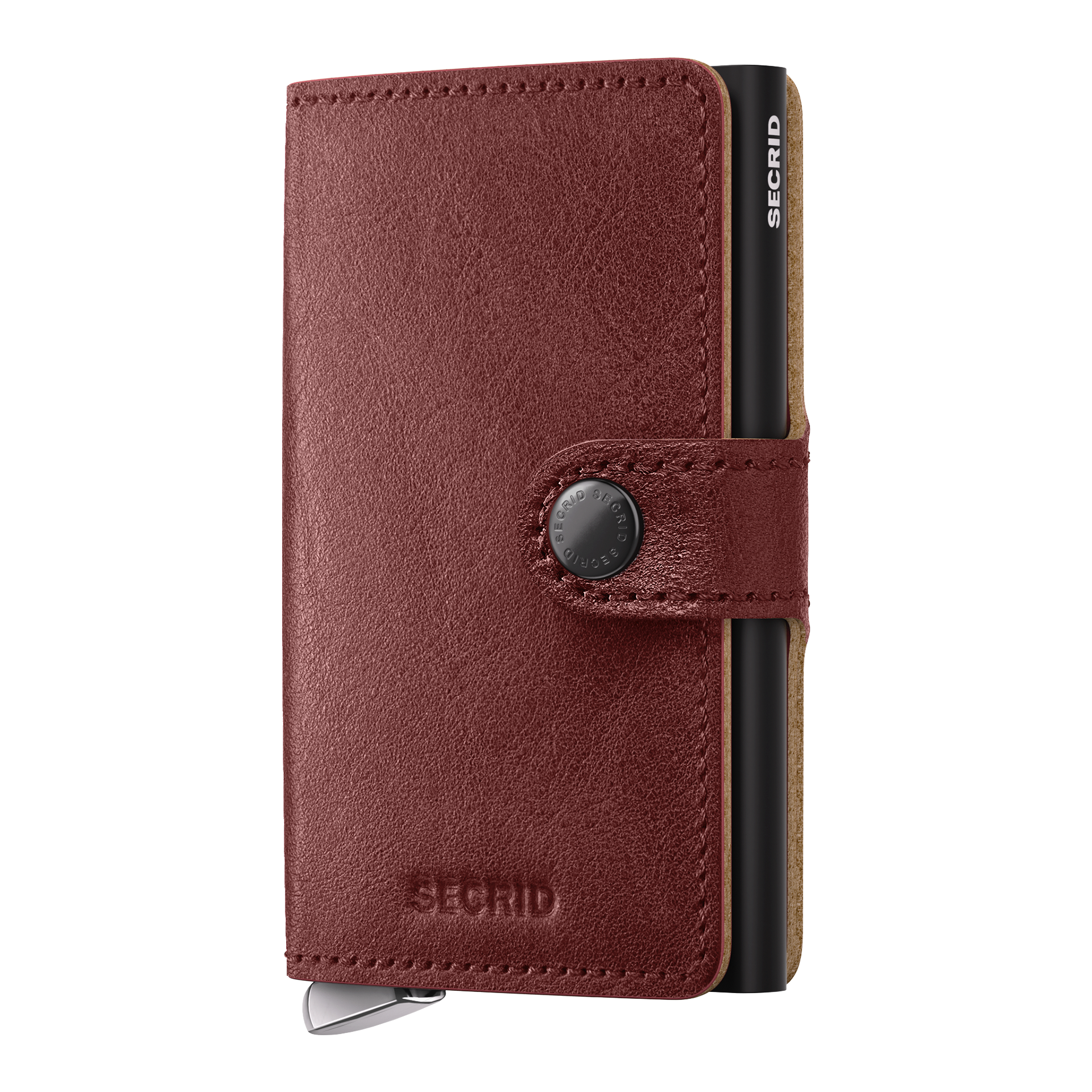 Premium Miniwallet+ Brown, Leder, Geldbörse, Kartenetui, Rotbraun, Magnetverschluss
