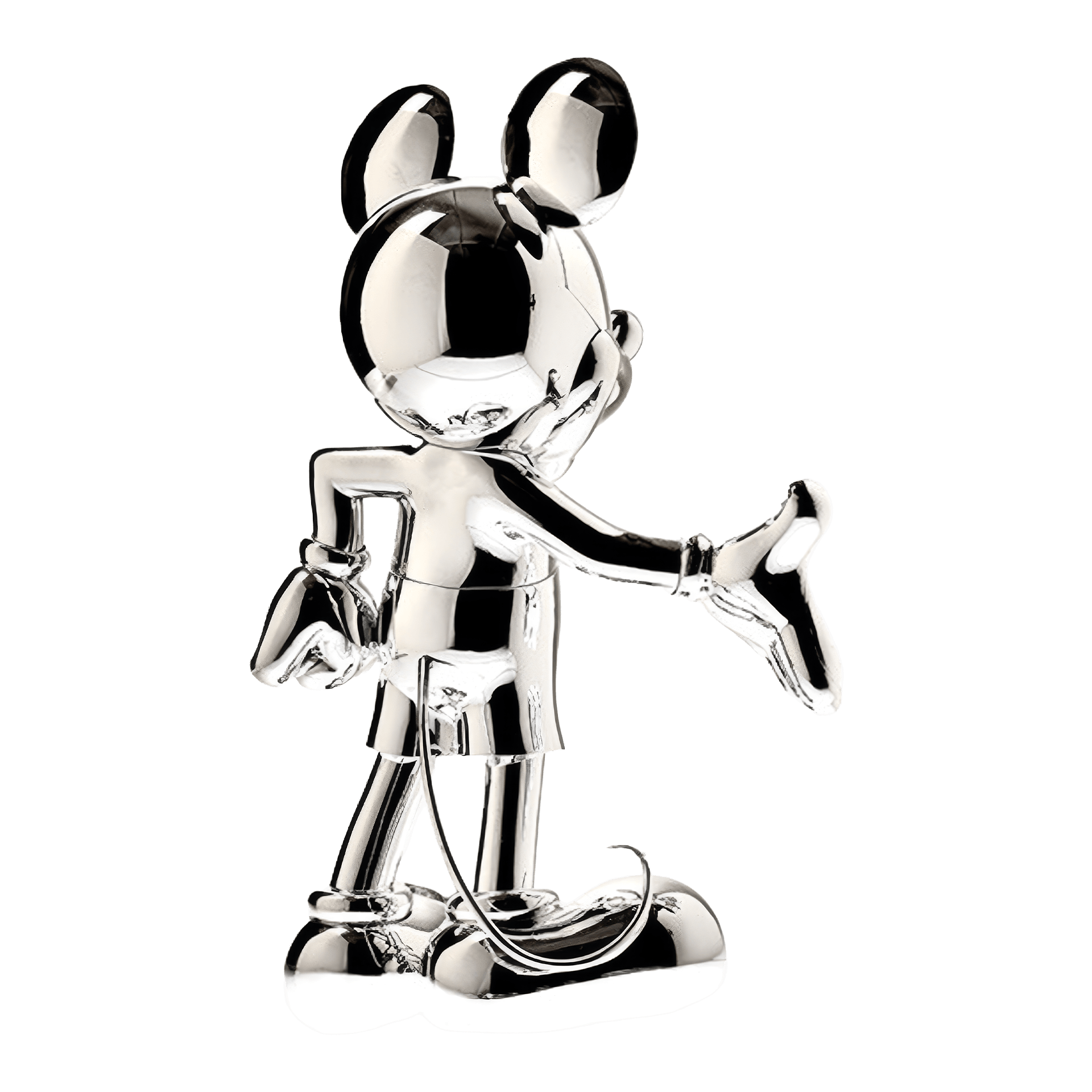 Mickey Welcome silver 30 cm, Maus Figur, Skulptur, Metallfigur, Silberfarbig, Schlüsselanhänger