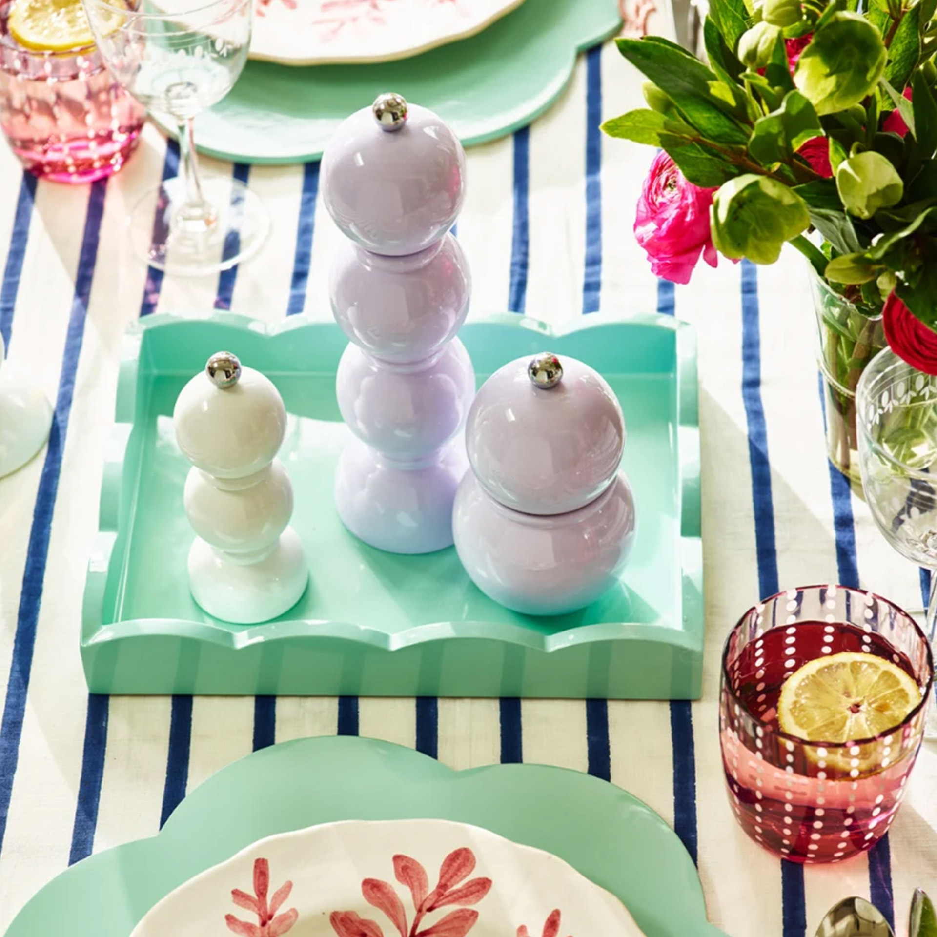 Salt- Pepper Mill lilac 12 cm, pastell, perle, stapelbar, kerzenhalter, geschirr