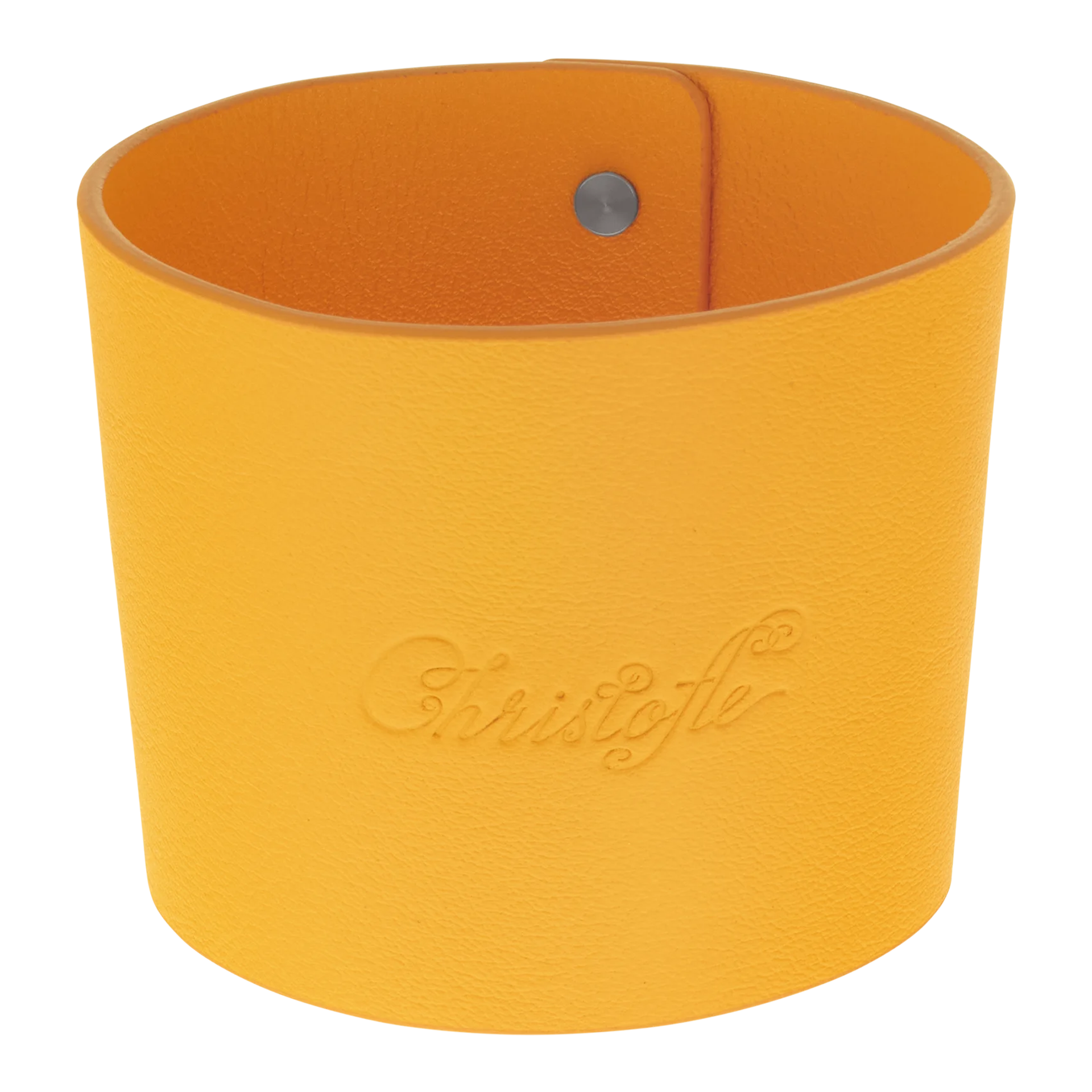 Leather cuff yellow, lederband, angeschnitt, orange, kinderarmband, elasticband