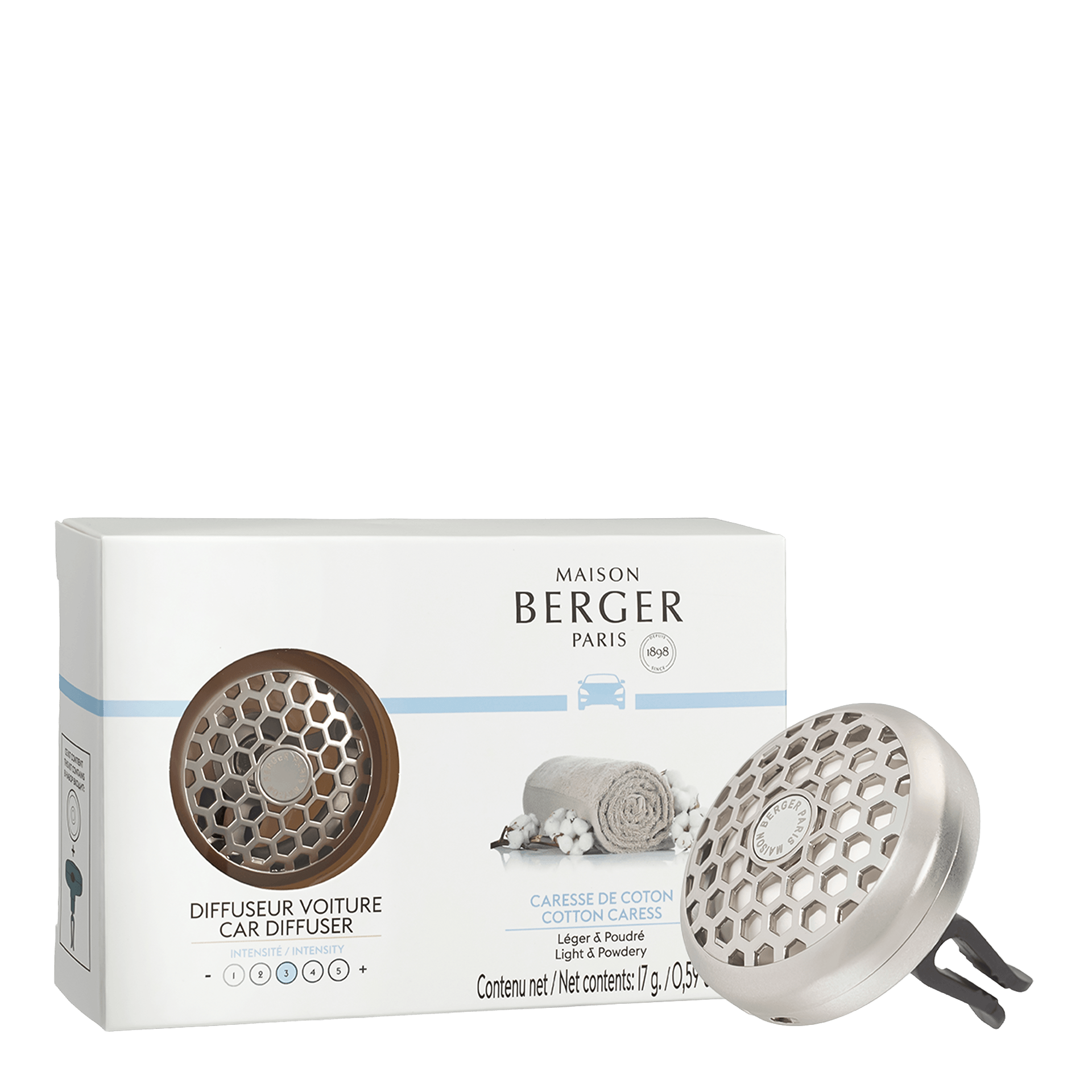 Maison Berger Autodiffusor Set Honey Comb Zarte Baumwolle