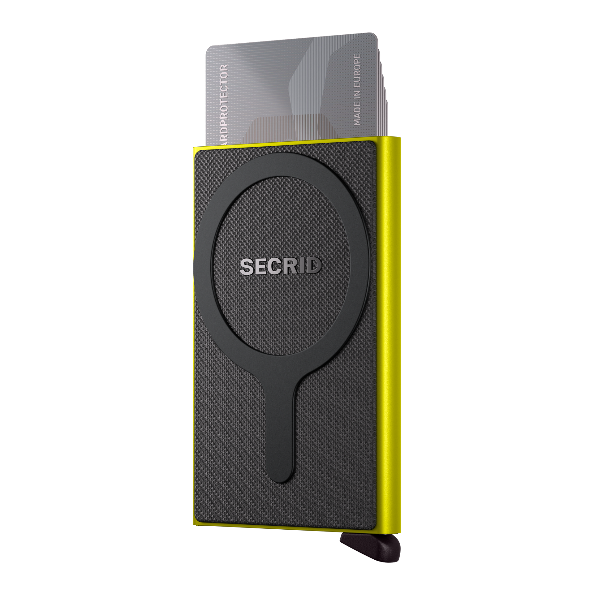 Cardprotector Lime, magnetischer Kartenhalter, Kartenetui, RFID-Schutz, gelb, grau