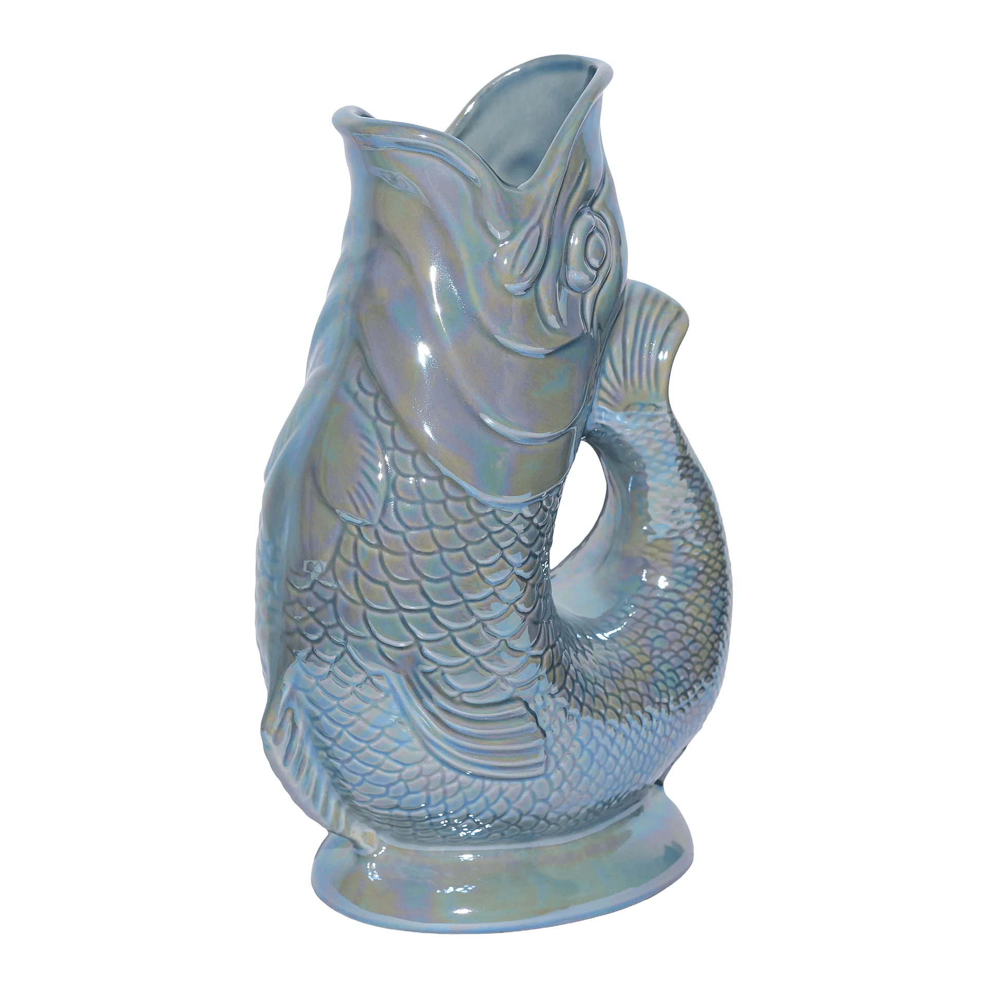 Jug dark grey XL 1.20 l, Karpfen-Teedose, Kuchenfigur, Glasur, Farbverlauf, Keramikfigur