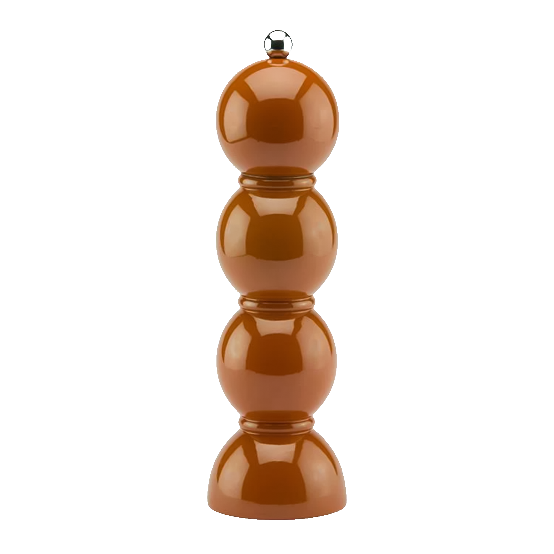 Salt- Pepper Mill nutmeg 24 cm, Holzfigur, Dreikugel, orange, Kugelpfosten, Dekoration