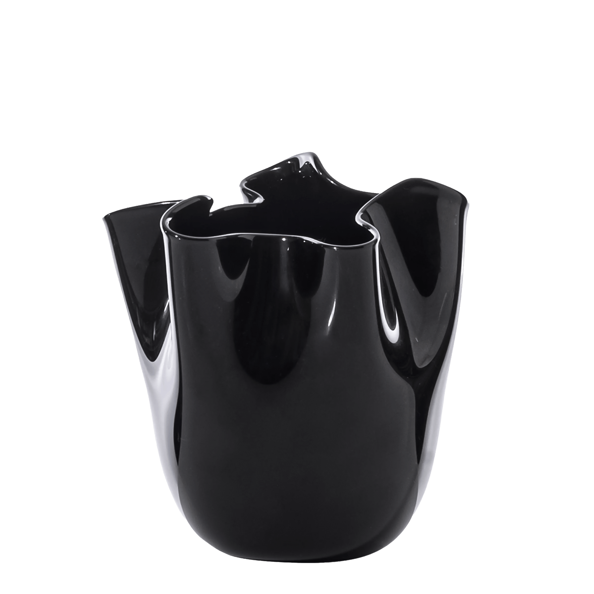 Venini Fazzoletto Vase Schwarz 24 cm