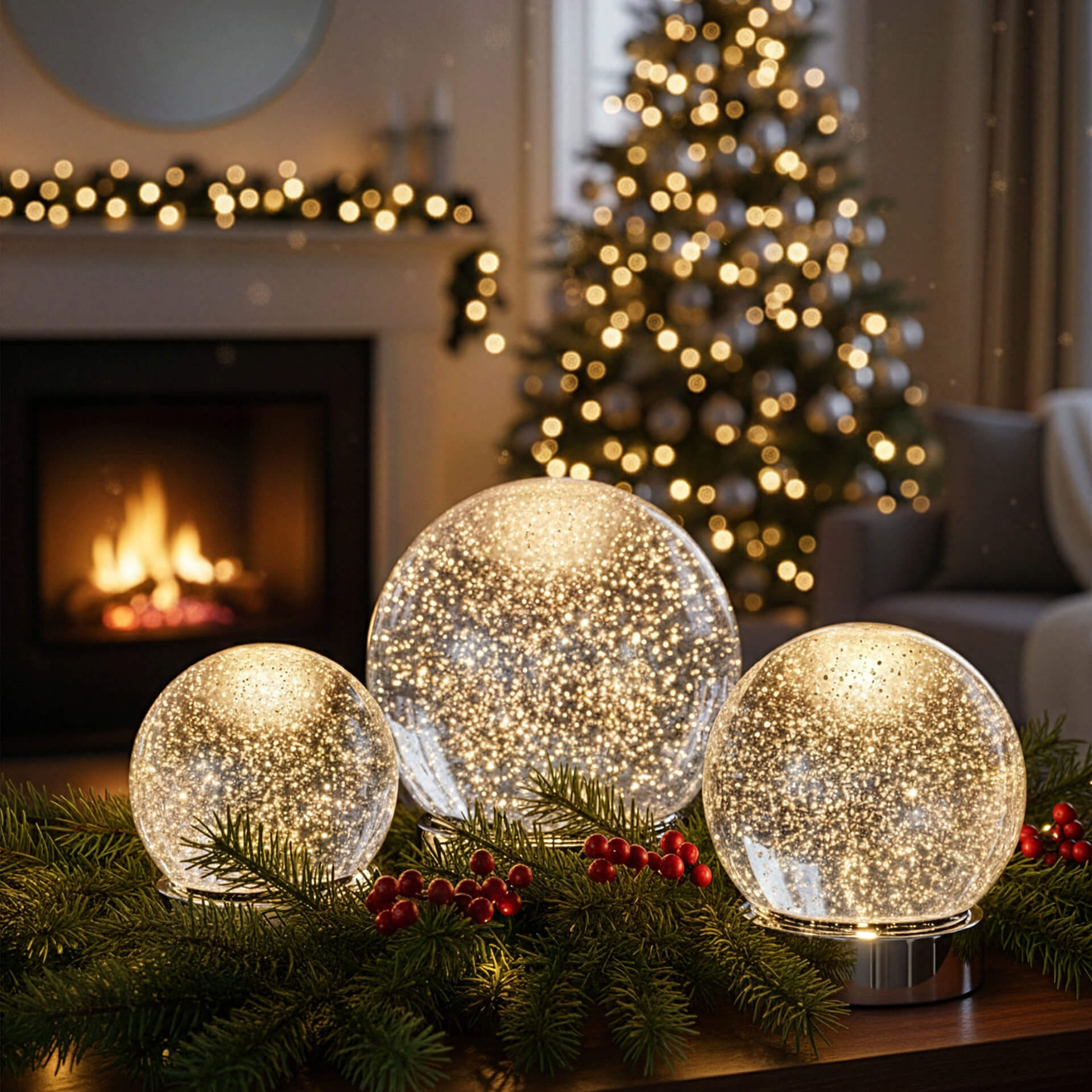 Sompex LED Dekolampe GLAMOR BAUBLE silber 18 cm