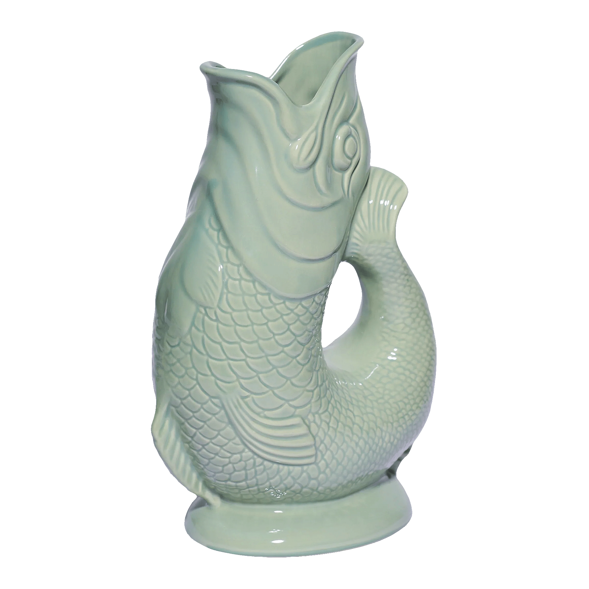 Jug sage XL 1.20 l, Keramikfigur, Fisch, Pastellgrün, Deko-Objekt, Schale/Standfuß