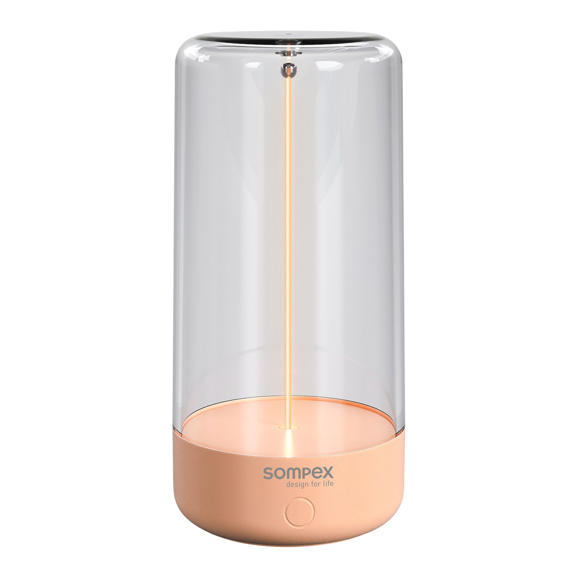 Rechargeable LED table lamp dimmable apricot, Tischleuchte, LED-Lampe, Glaskörper, Rosa-Gold, Bauform: Zylinder