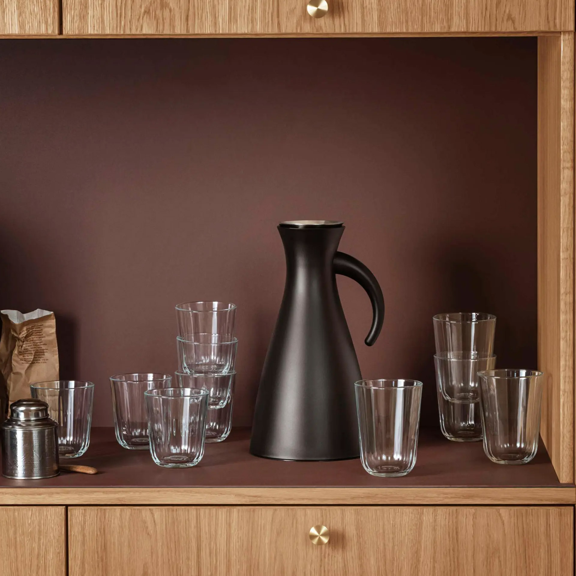 Glass 0.27 l Set of 6, Karaffe, Gläser, Wasser-Set, Kaffeekanne, Trinkgefäße